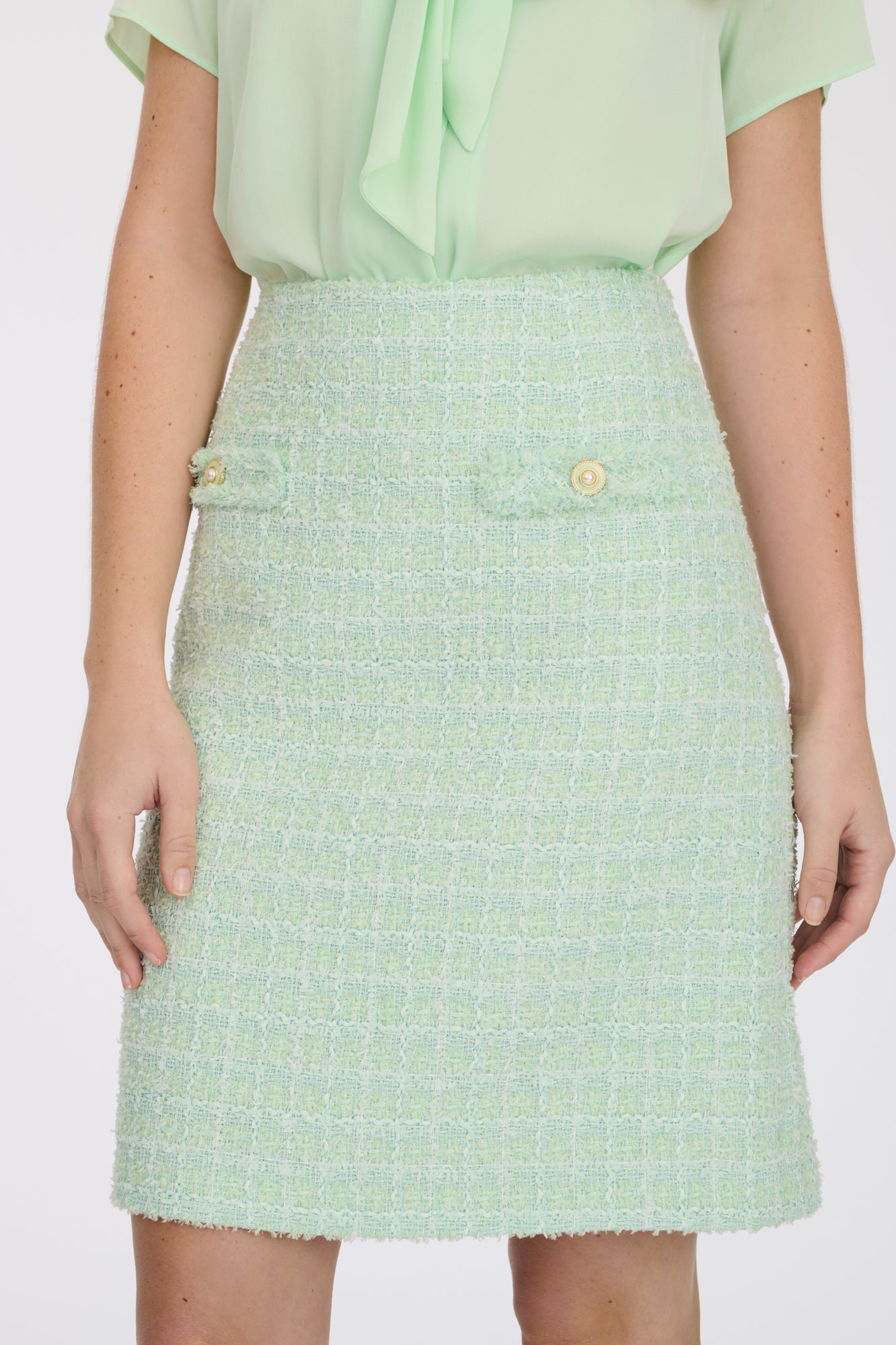 Straight-fit tweed skirt