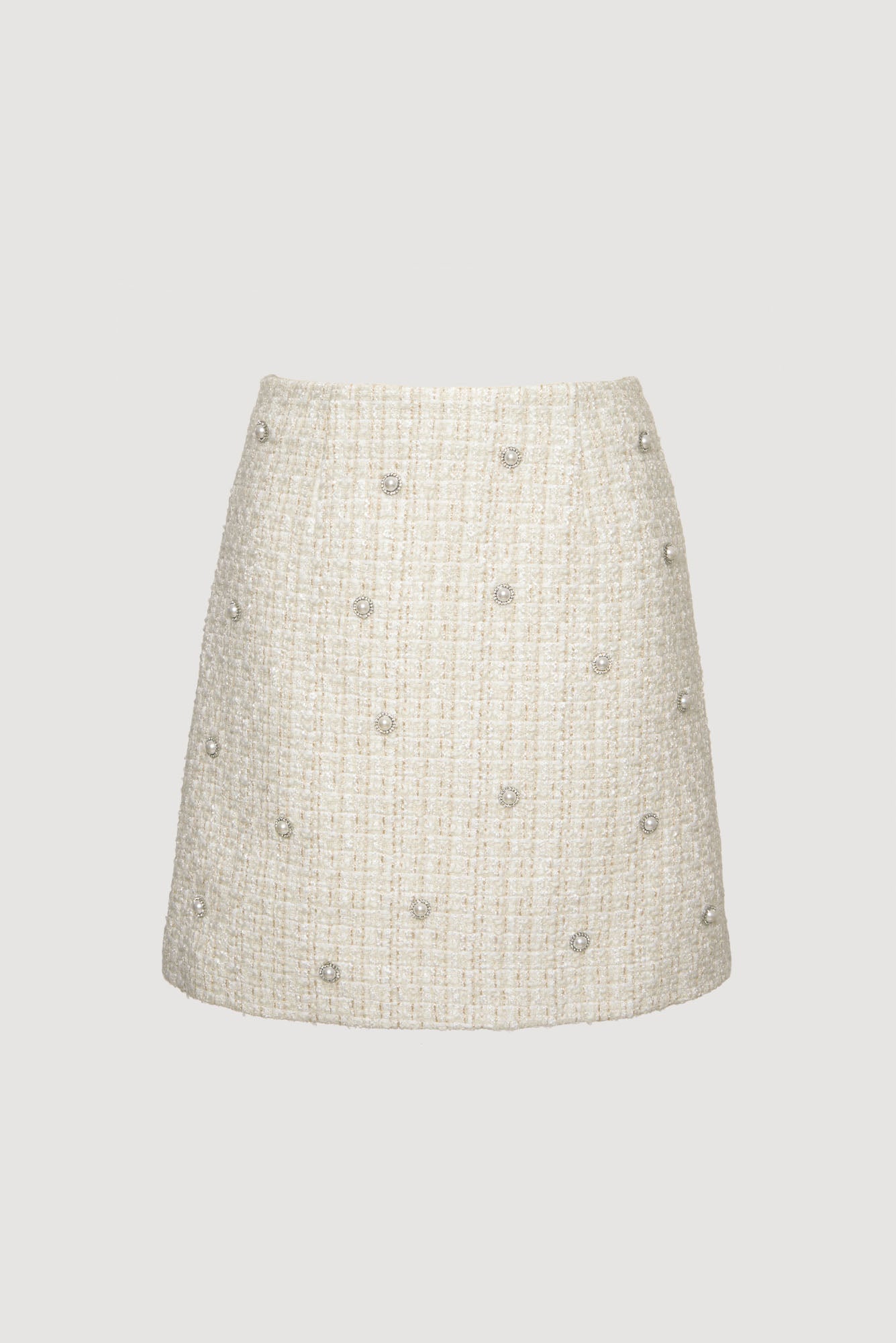 Tweed skirt with pearls