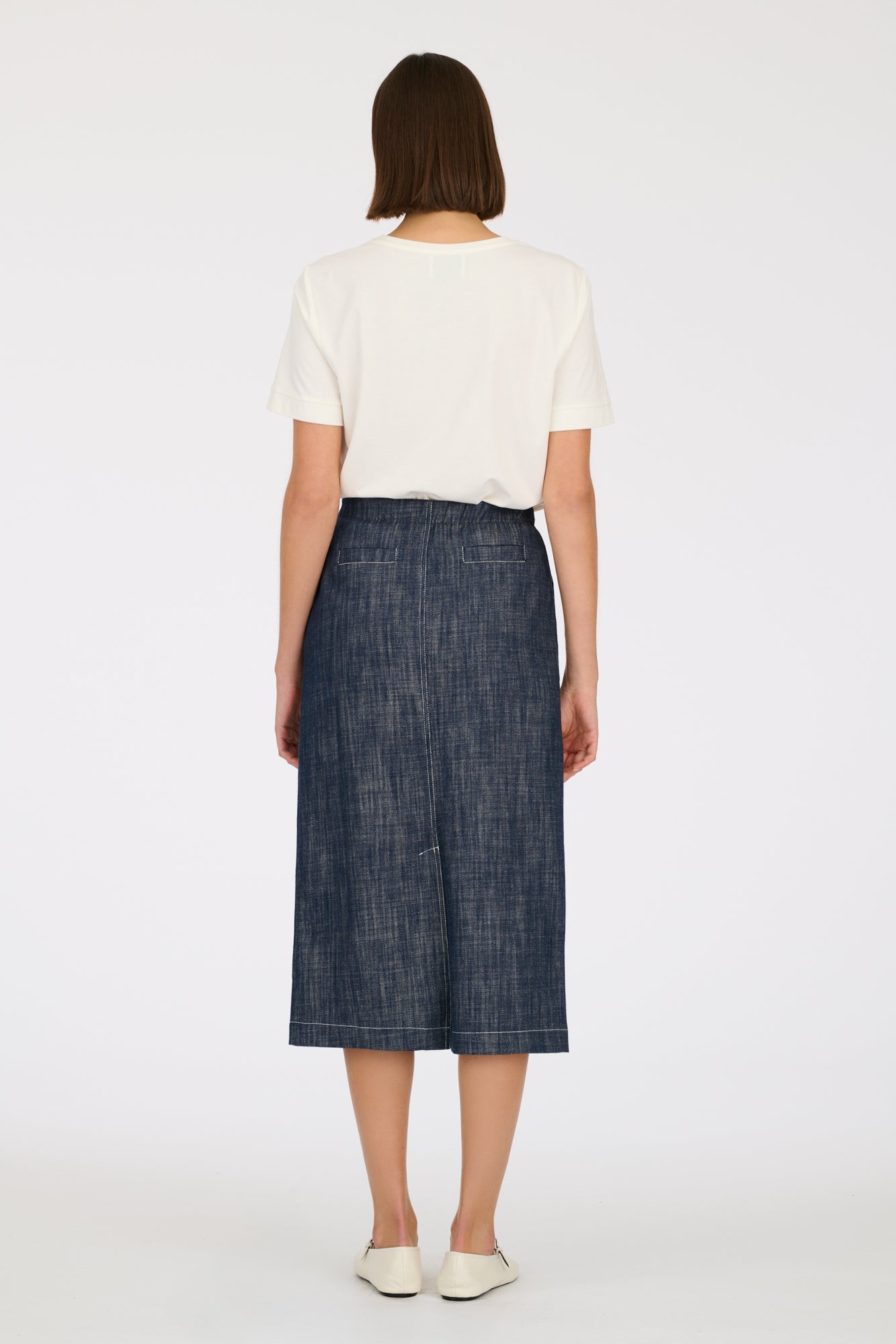 Long cargo denim skirt