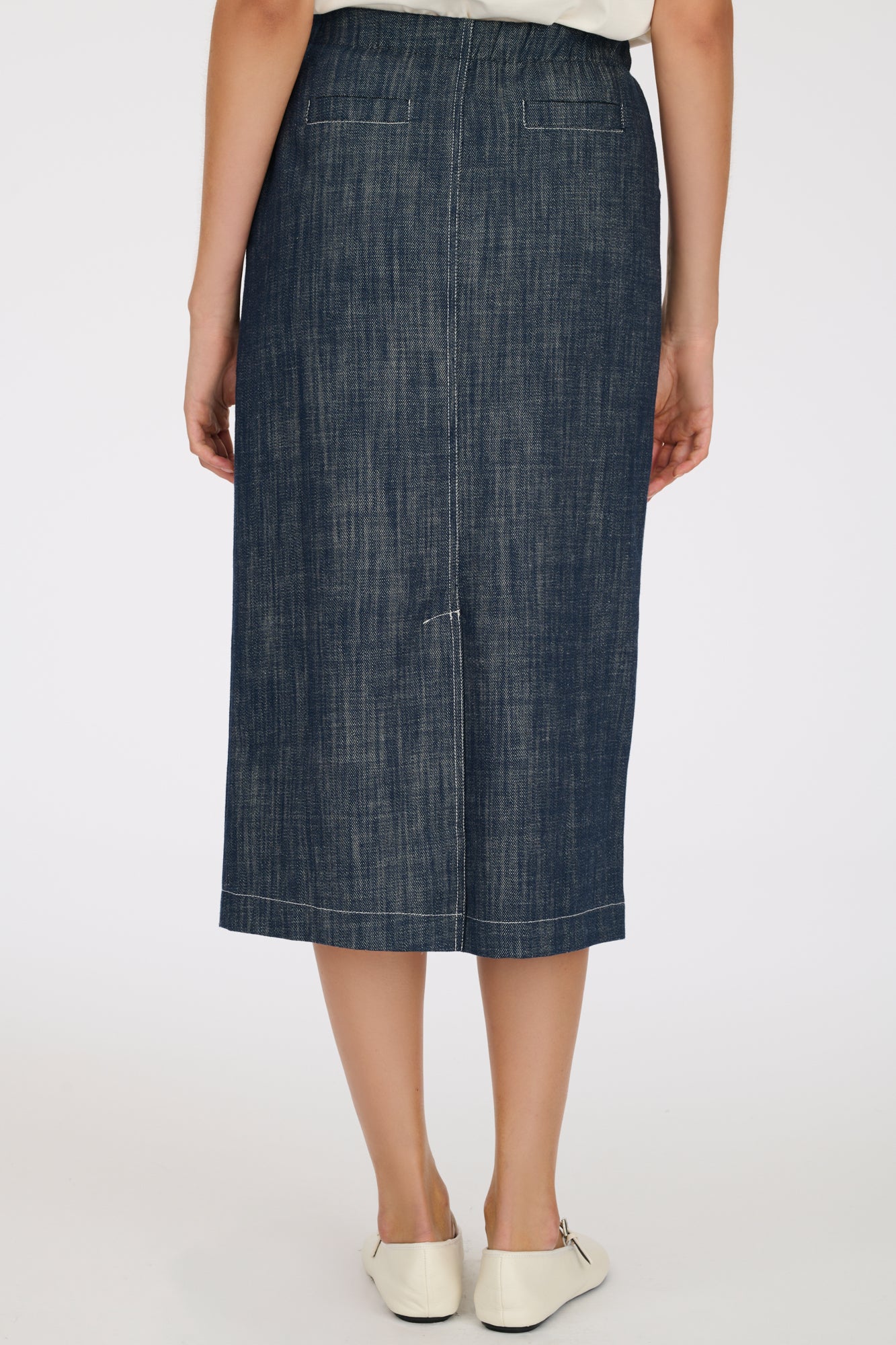 Long cargo denim skirt