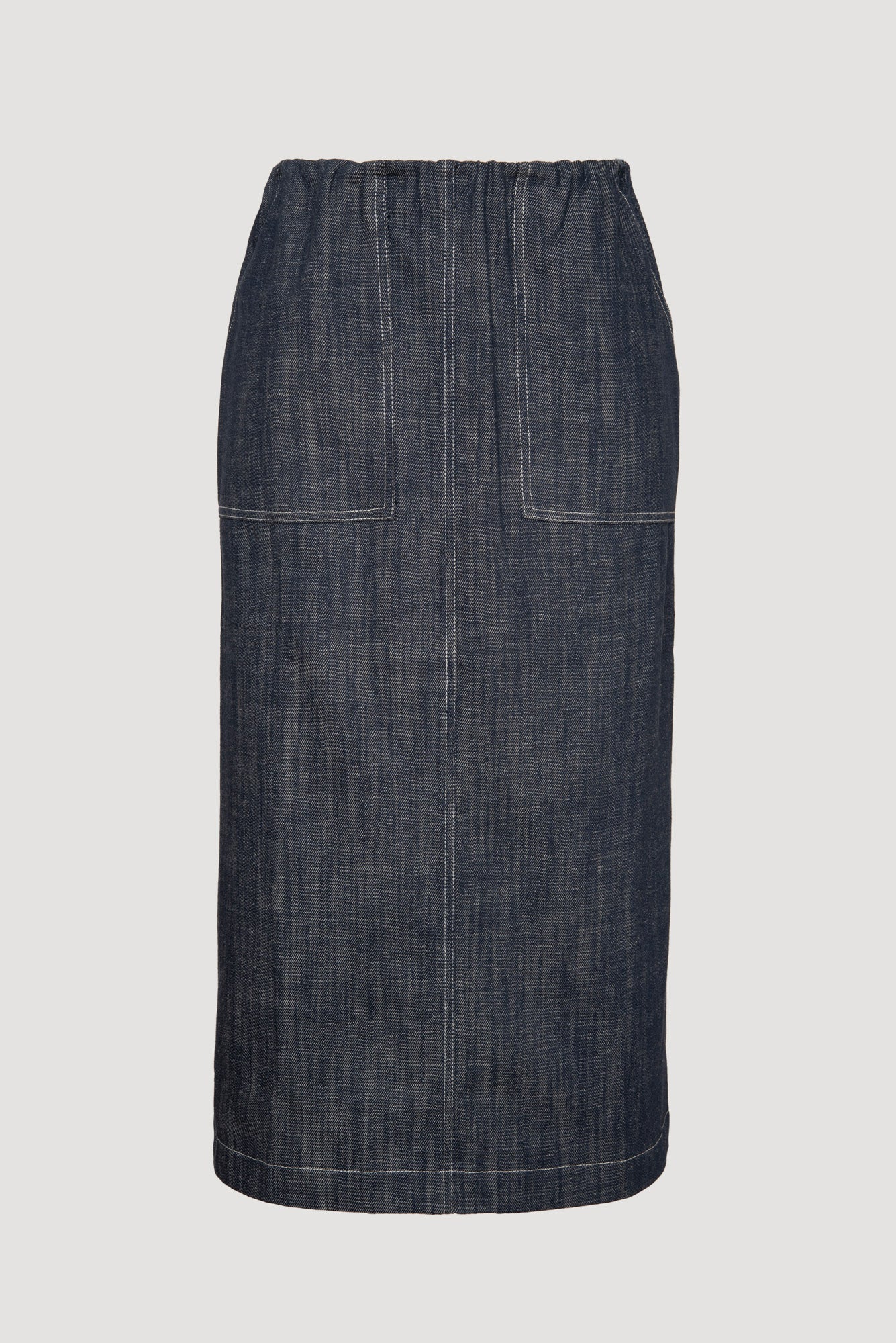 Long cargo denim skirt