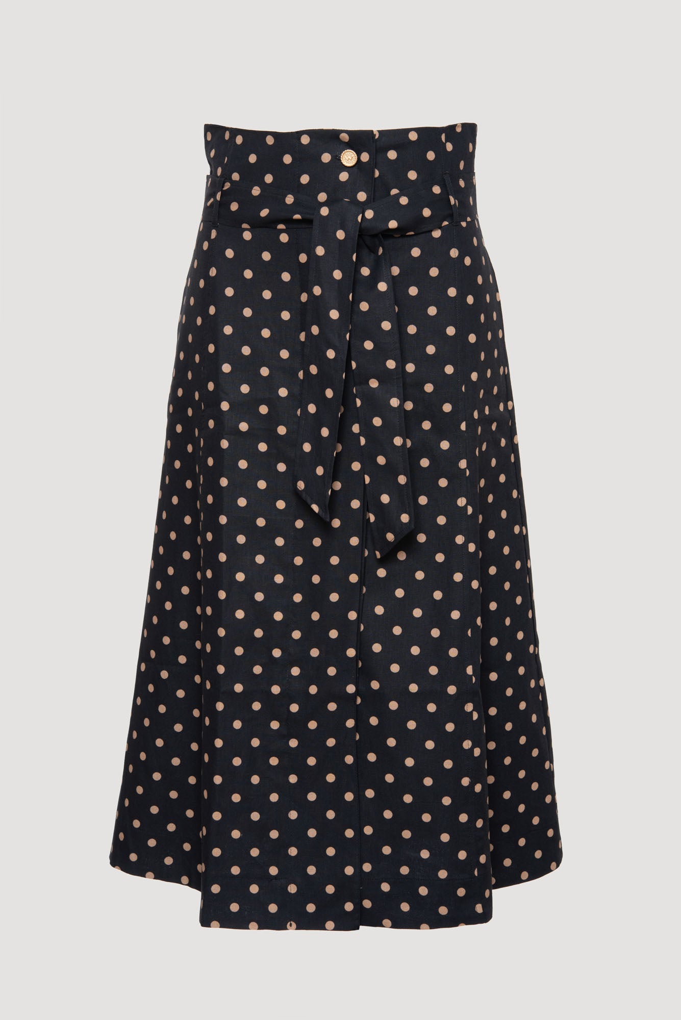 Long linen skirt with polka dots