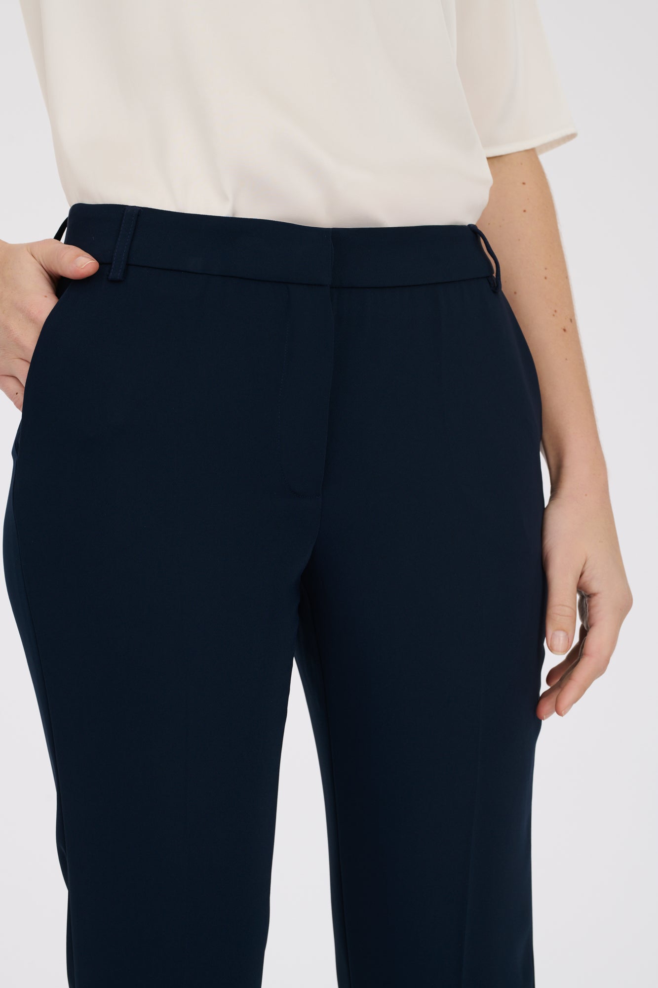 Straight-leg microfibre trousers