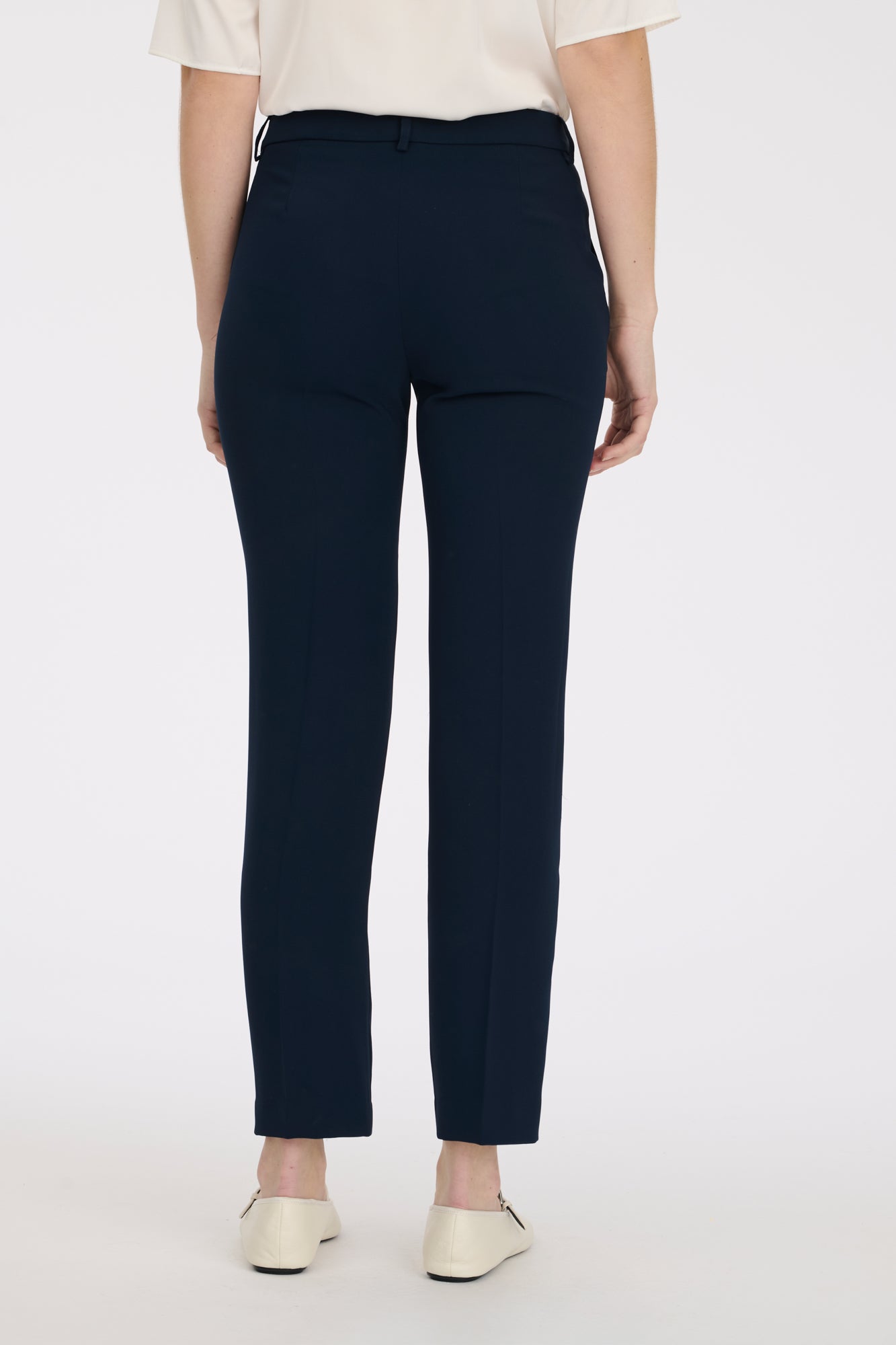 Straight-leg microfibre trousers