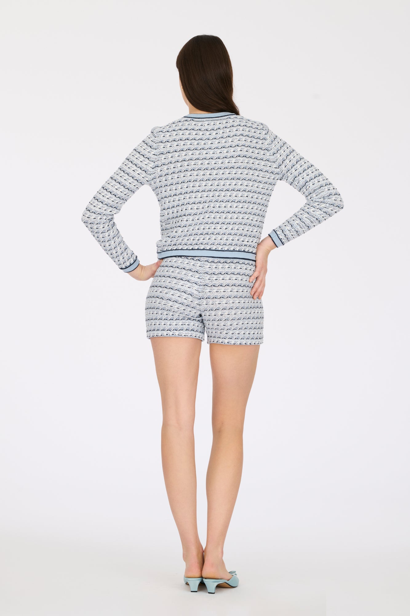 Tweed-effect knitted shorts