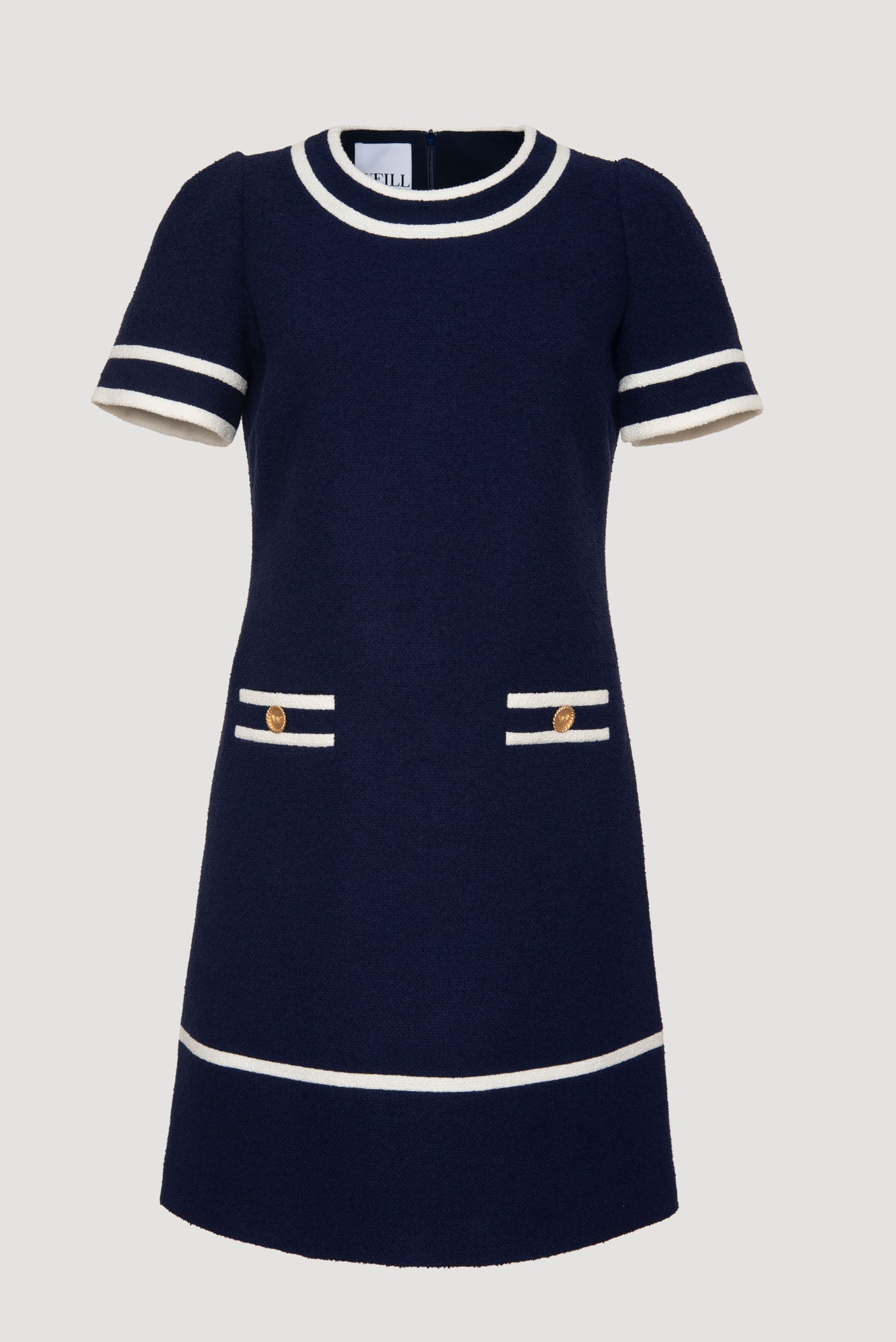 Straight boucle fabric dress