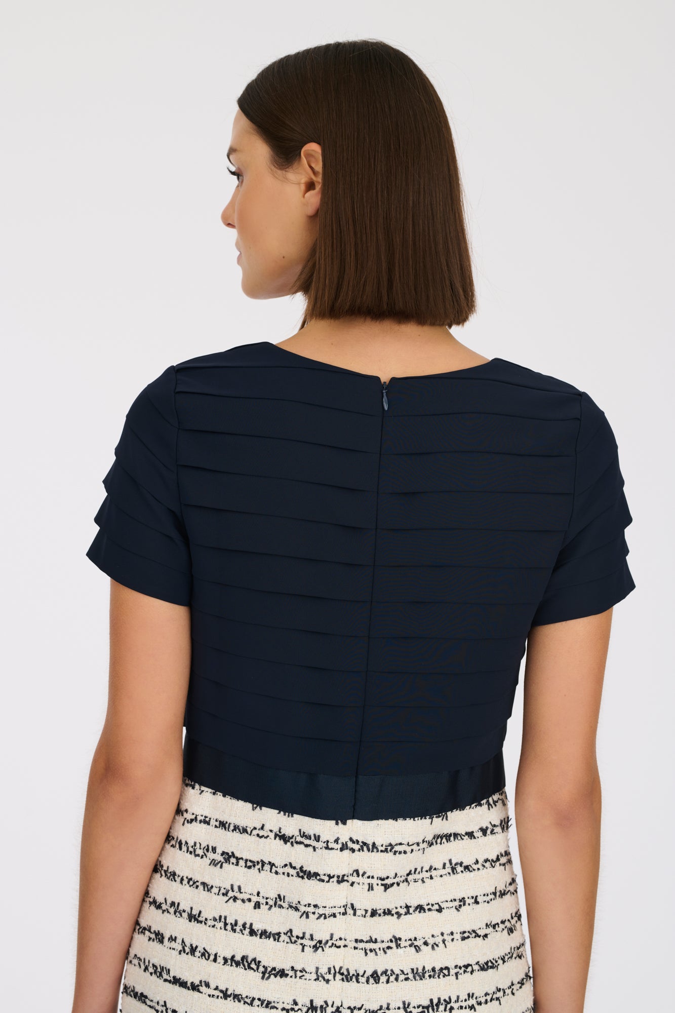 Two-material tweed dress 