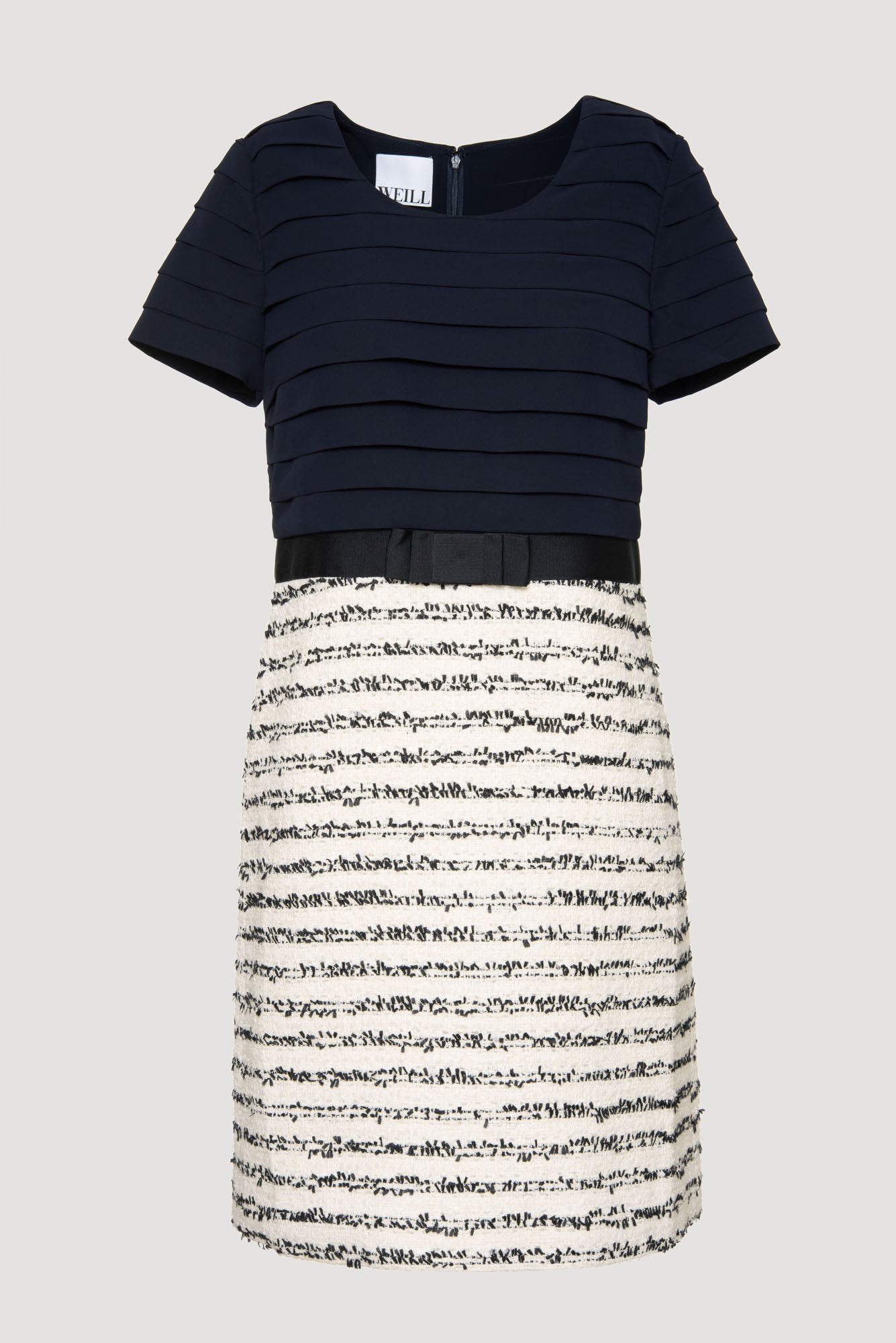 Two-material tweed dress 