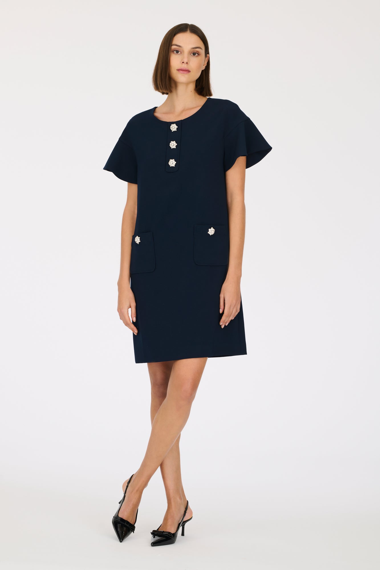 Cocktail dress with jewellery buttons