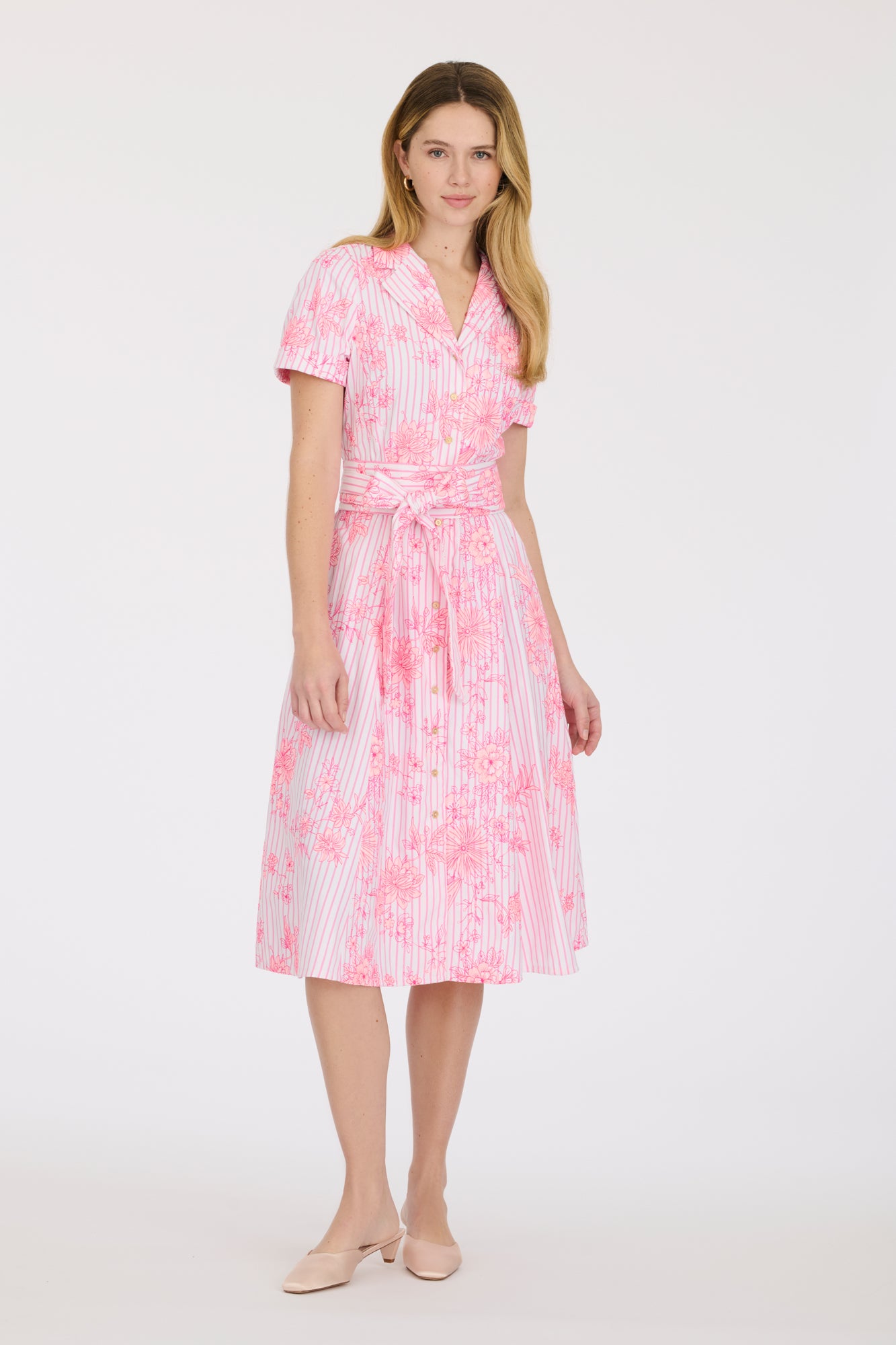 Embroidered shirt dress