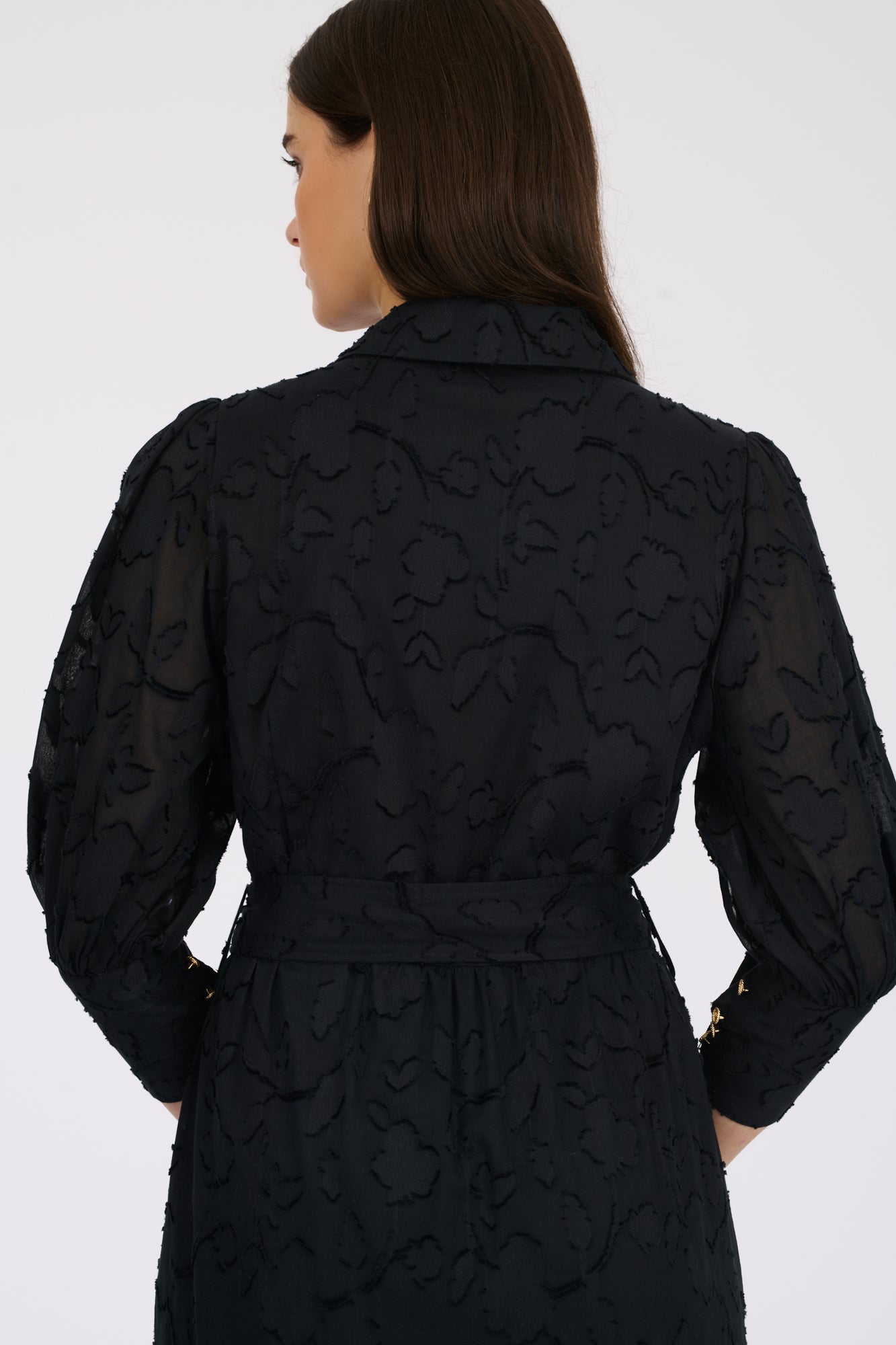 Long dress in cotton jacquard 