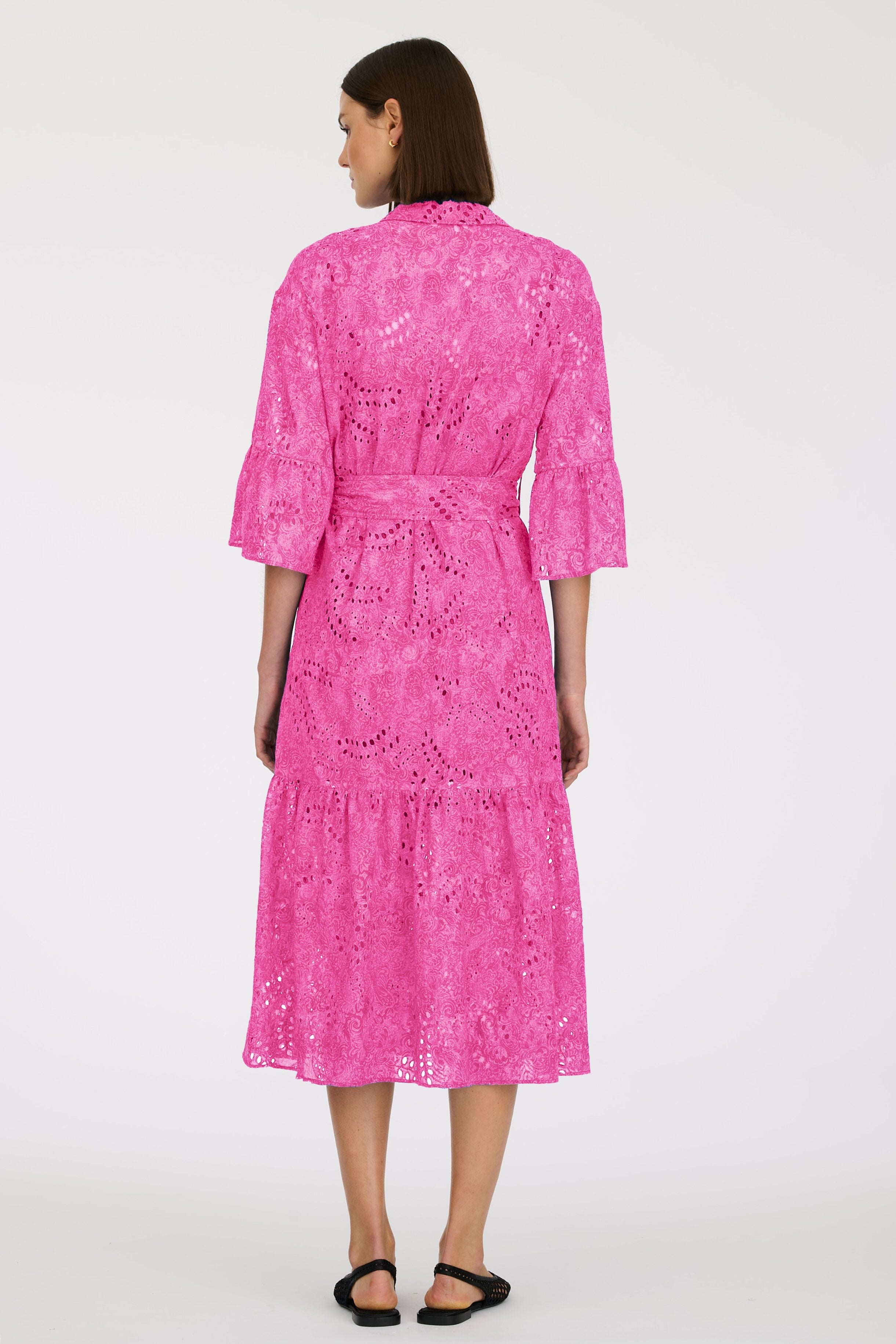 Printed English embroidery shirt dress