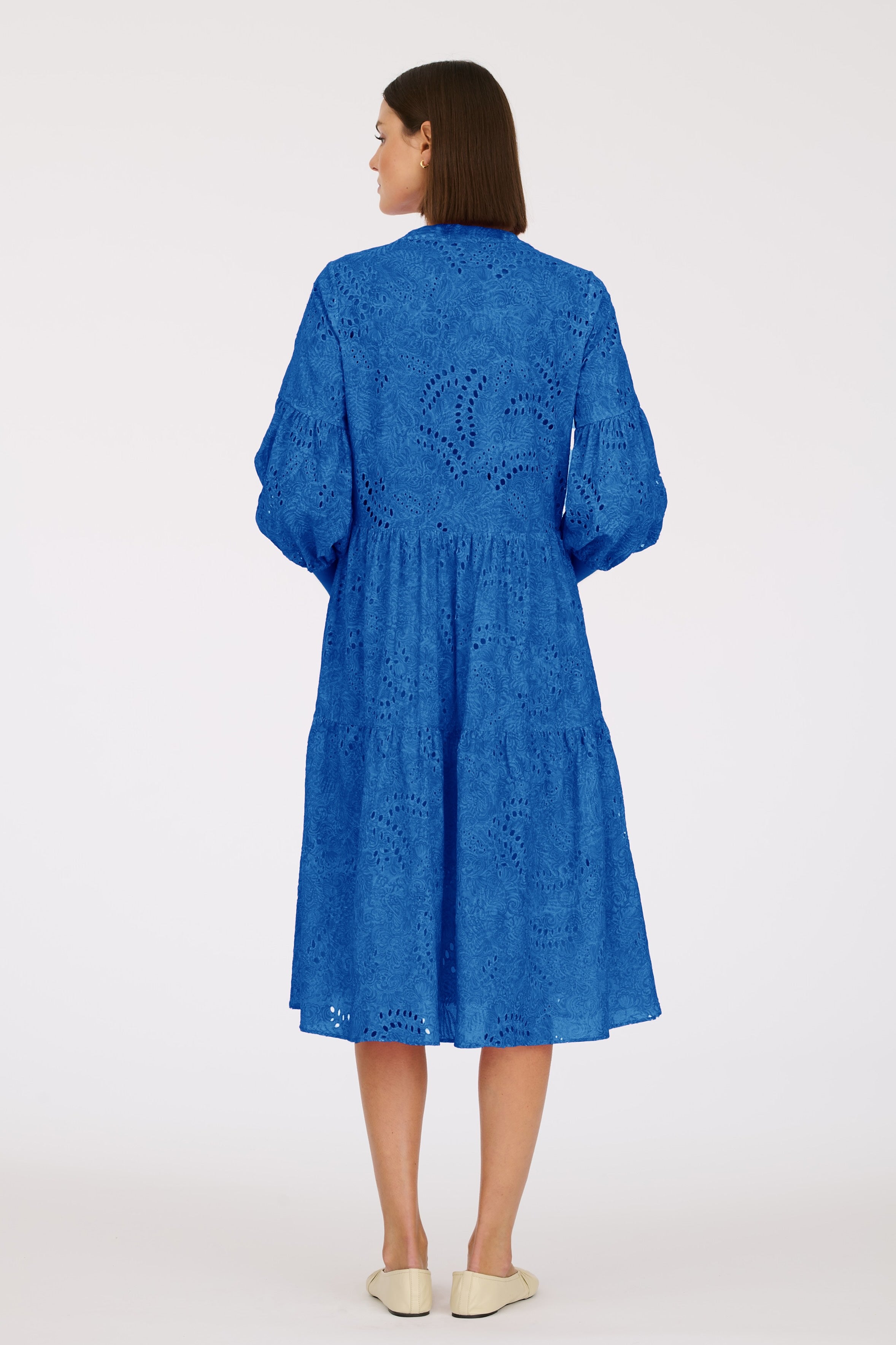 Long printed English embroidery dress