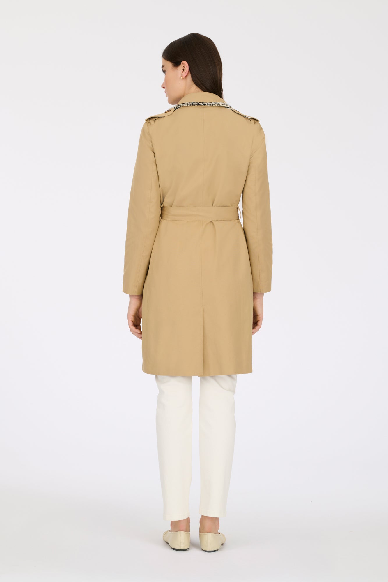 Tweed braid trench coat