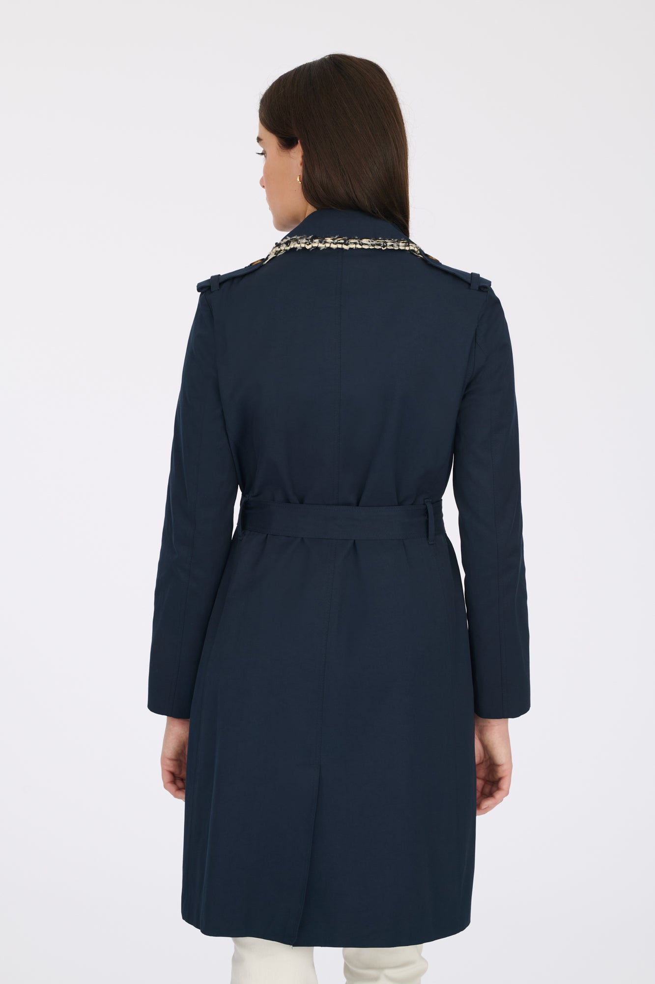 Tweed braid trench coat