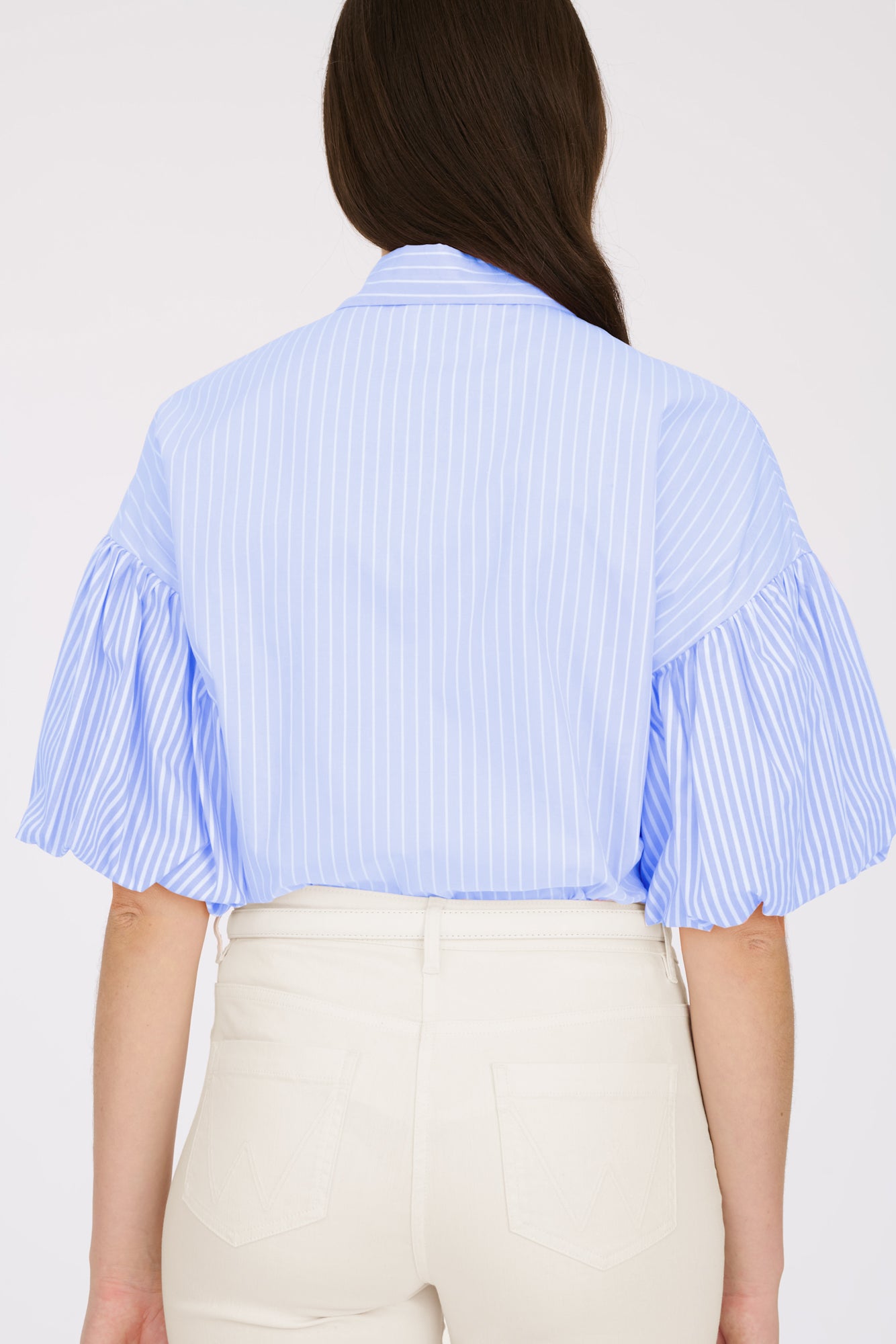 Striped shirt with puffed sleeves