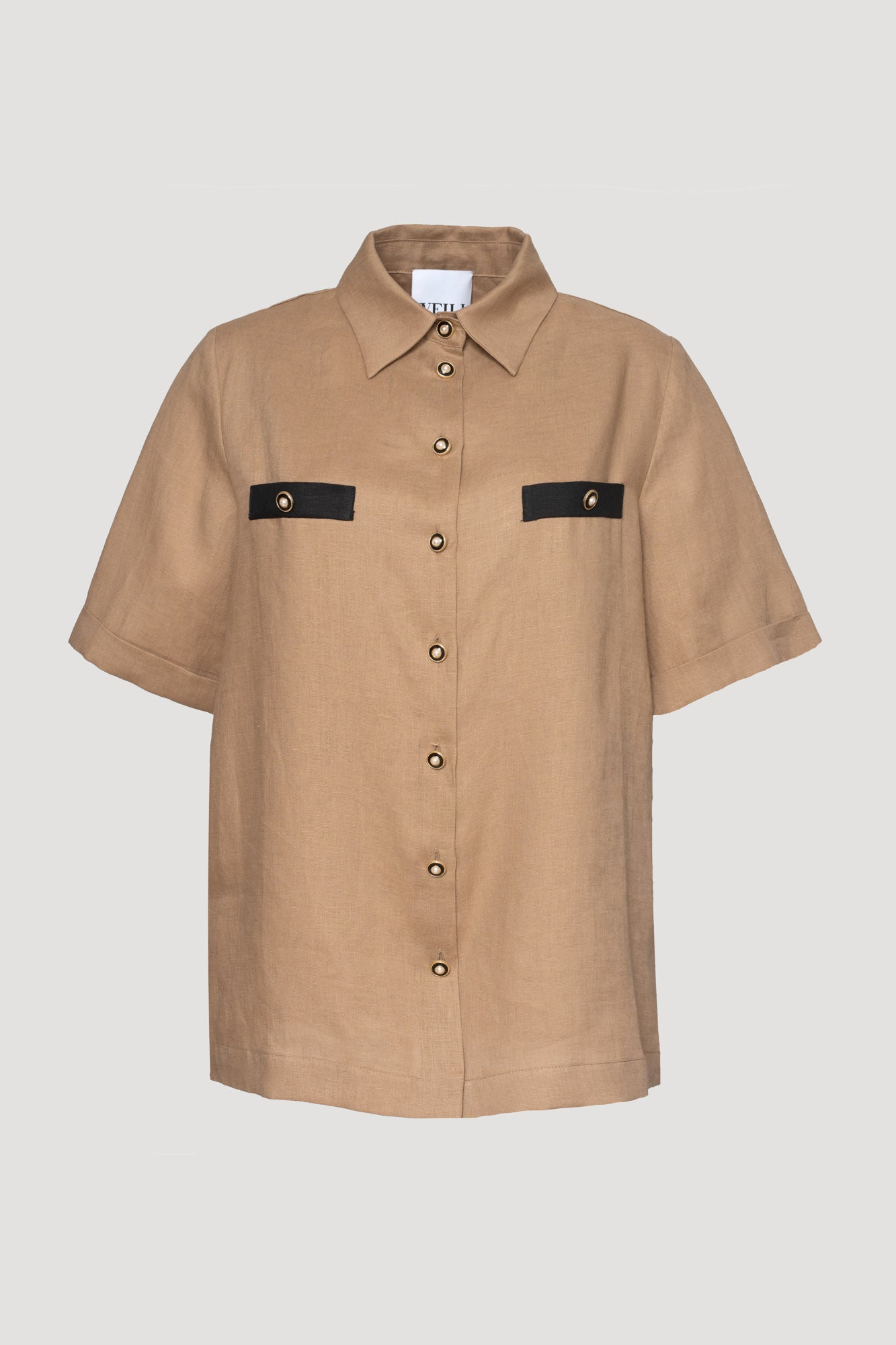 Short-sleeved linen shirt