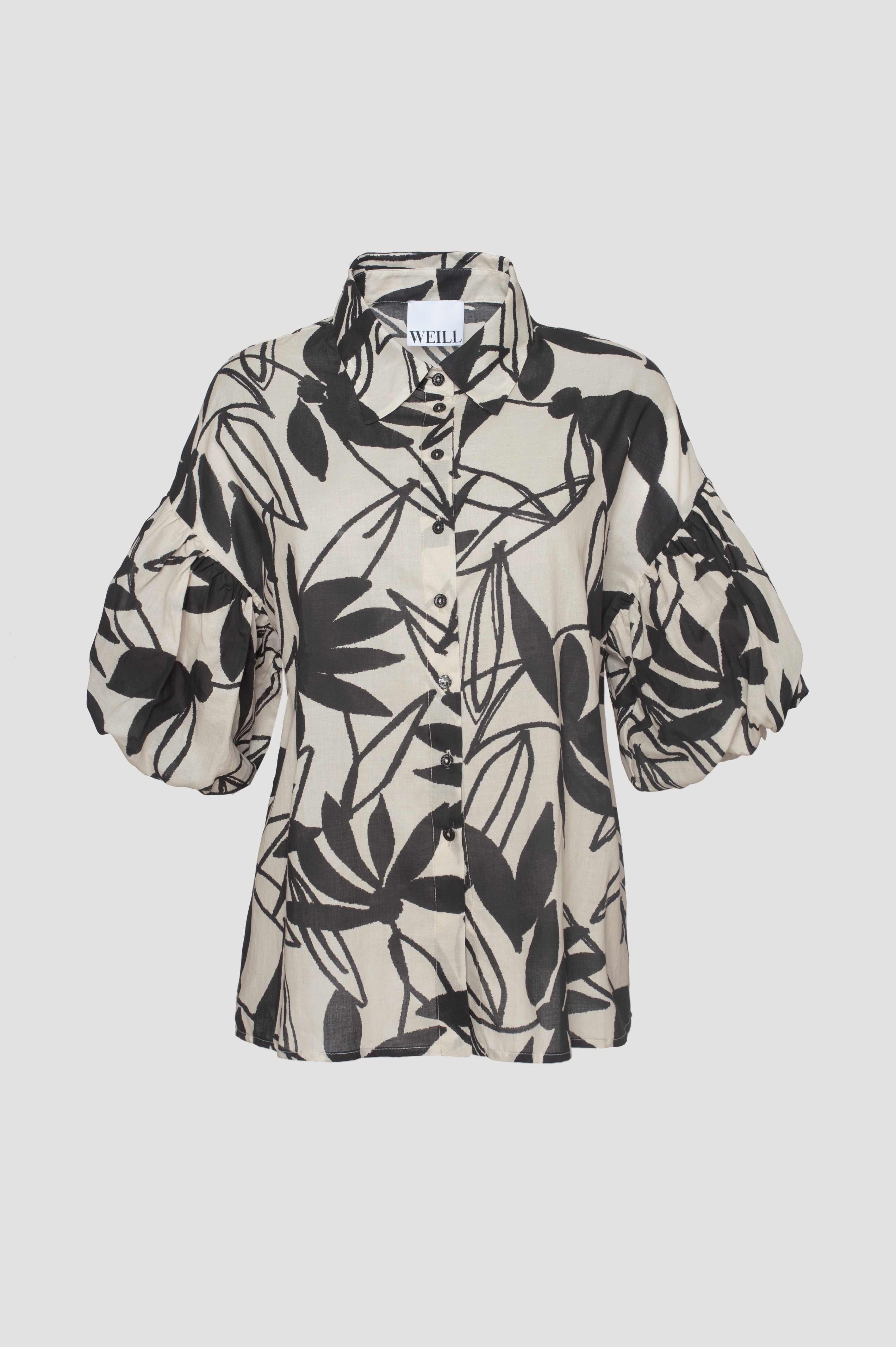 Printed cotton voile shirt