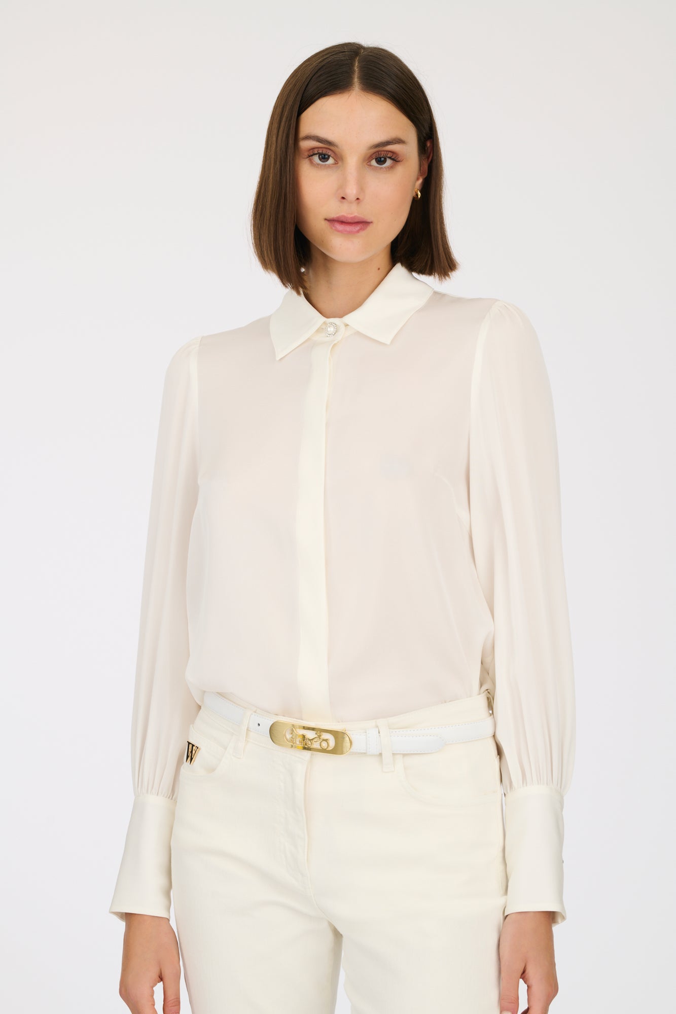 Stretch silk satin shirt