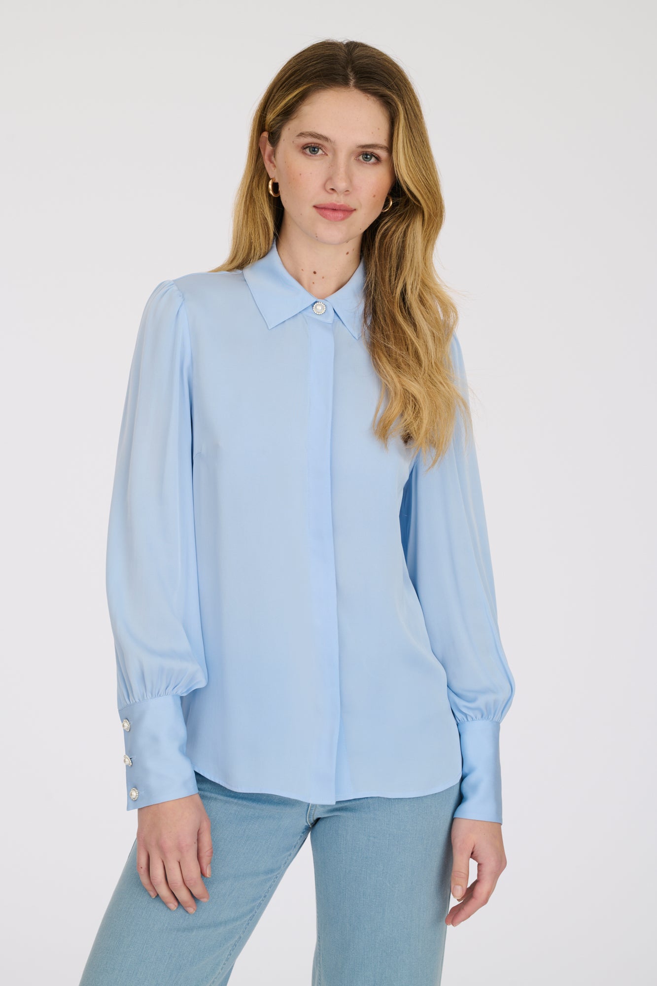Stretch silk satin shirt