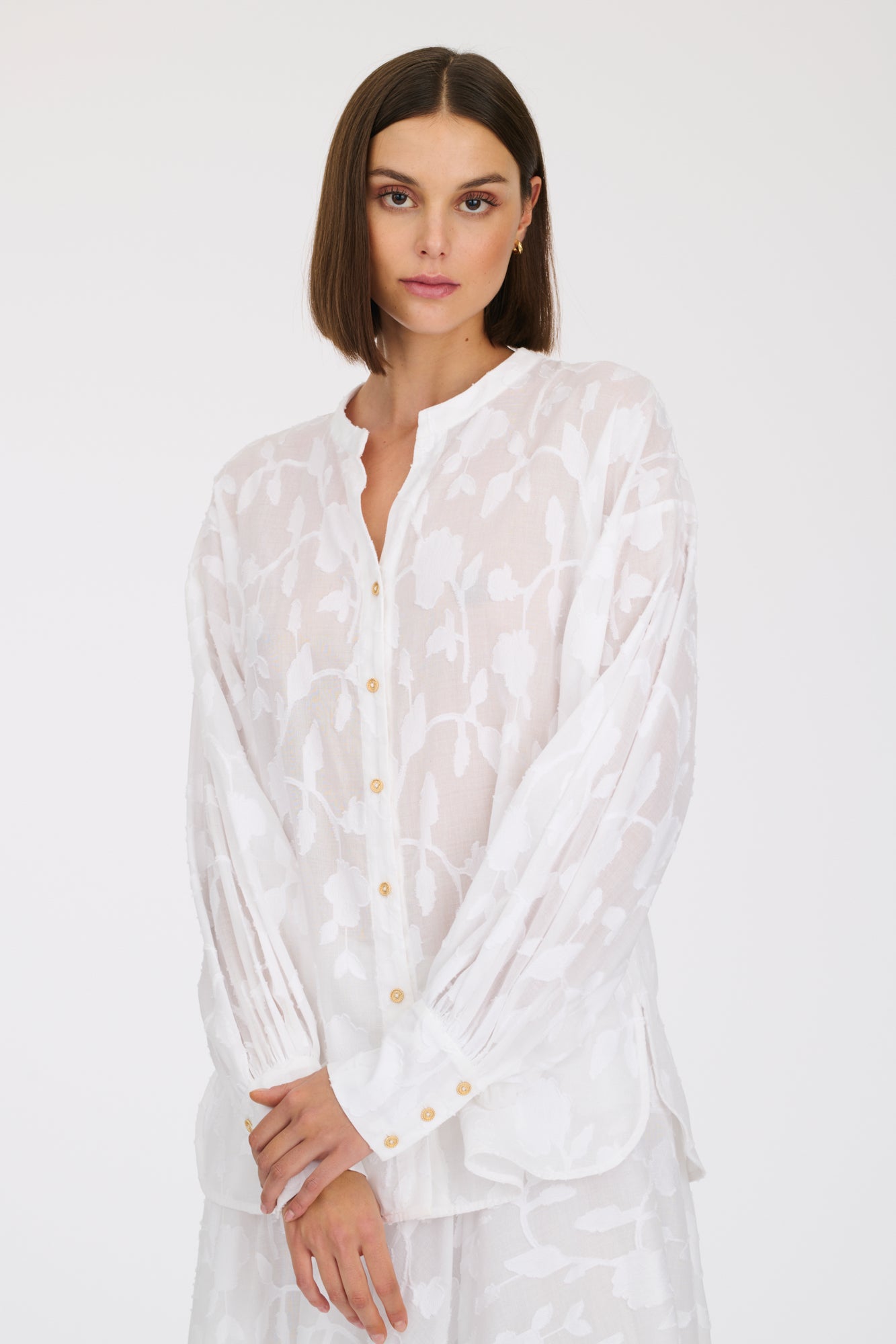 Cotton jacquard blouse