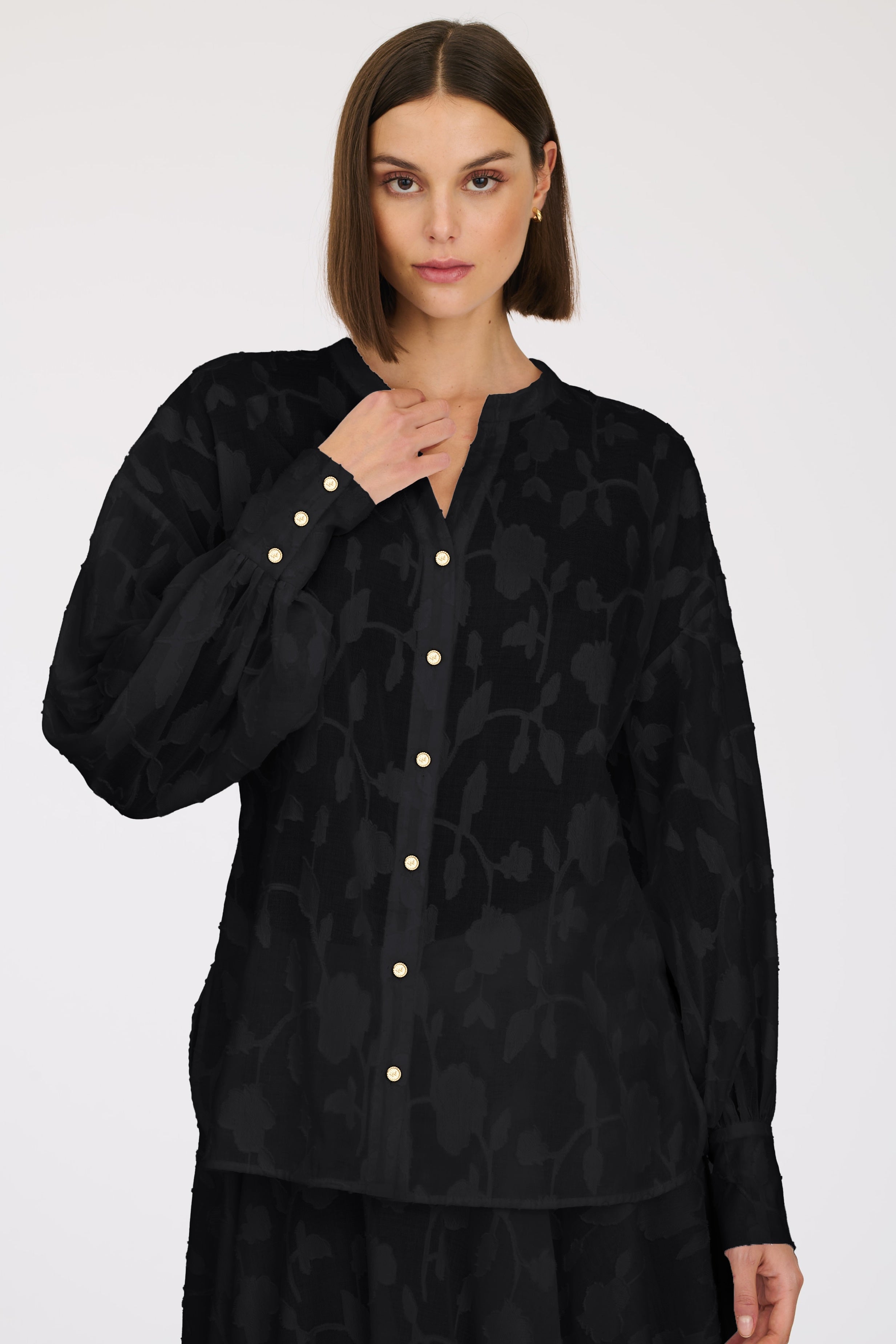 Cotton jacquard blouse