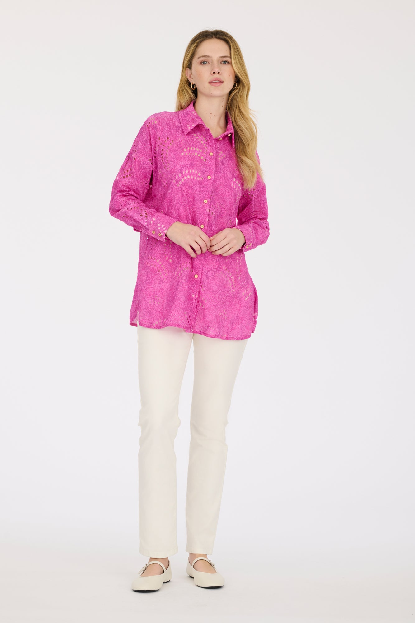 Printed English embroidery shirt