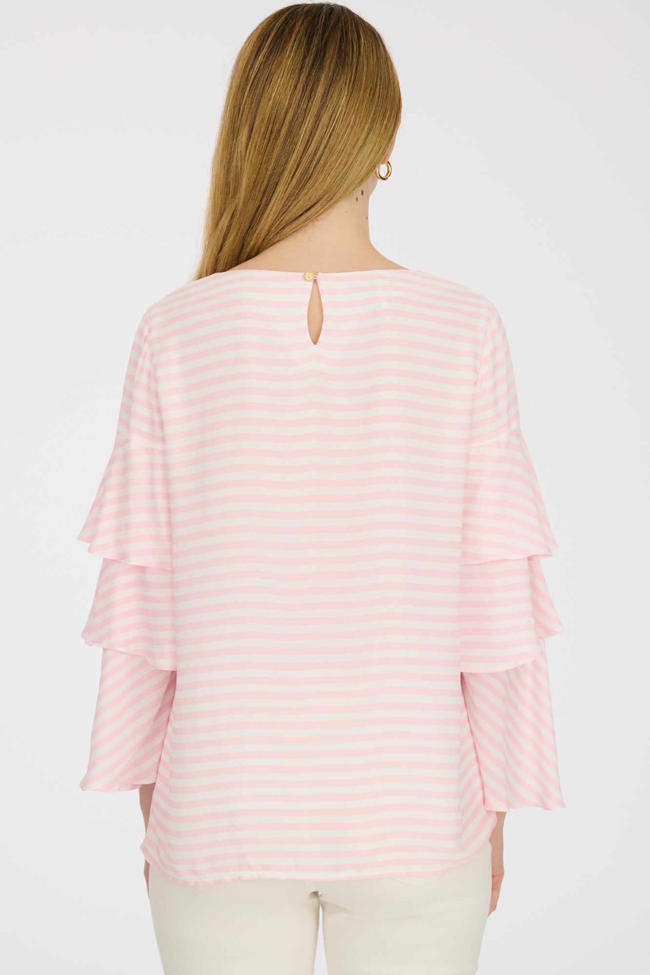 Striped blouse with ruffled sleeves