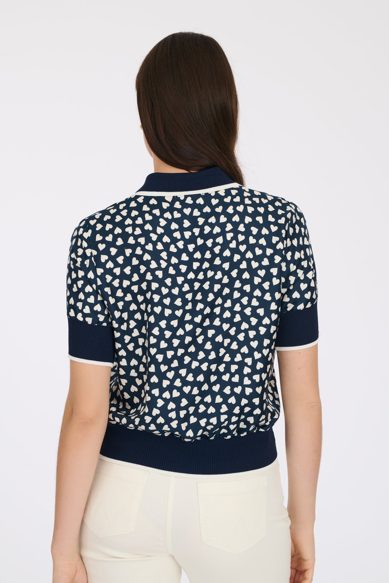 Heart print polo shirt