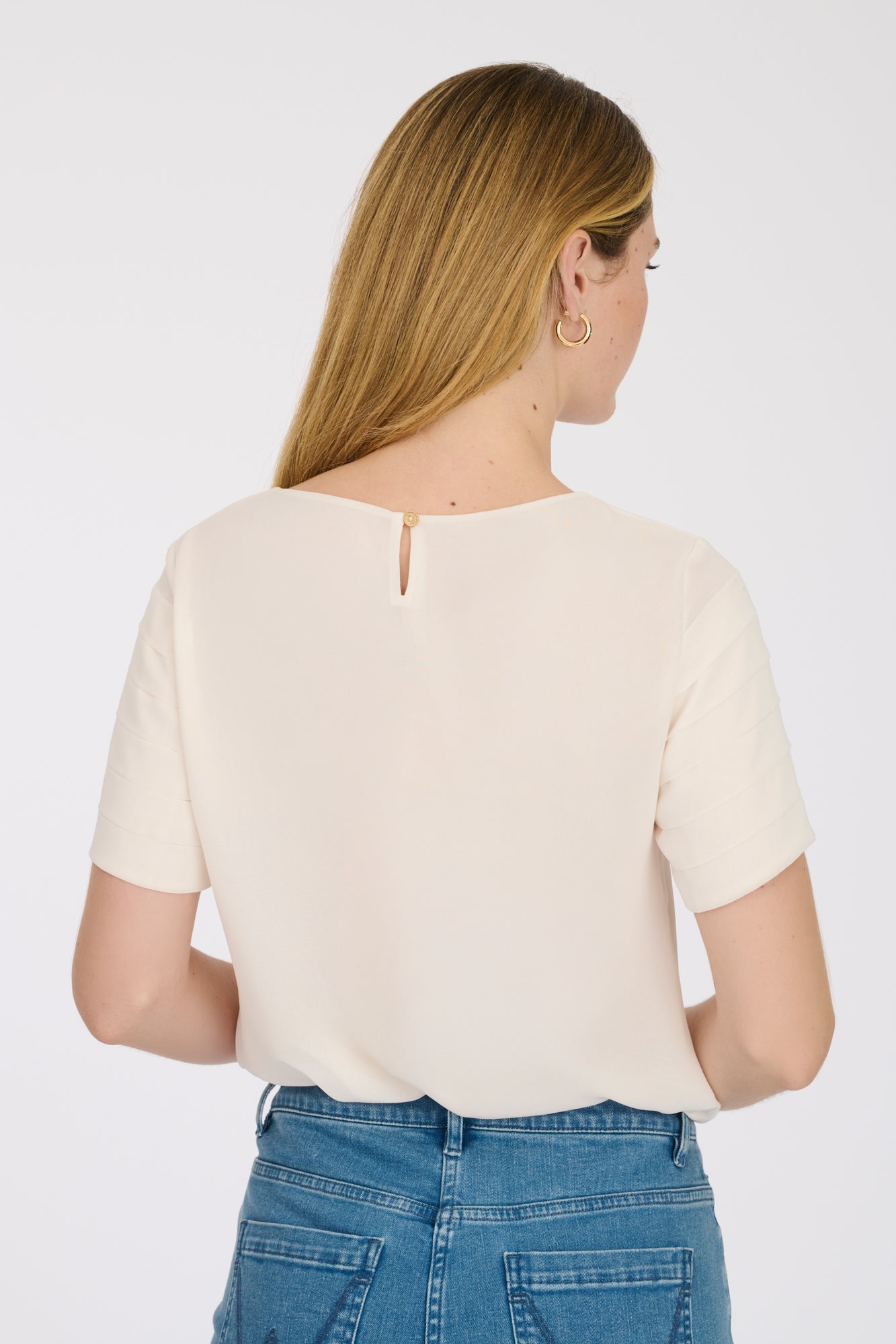 Pleated short-sleeved top