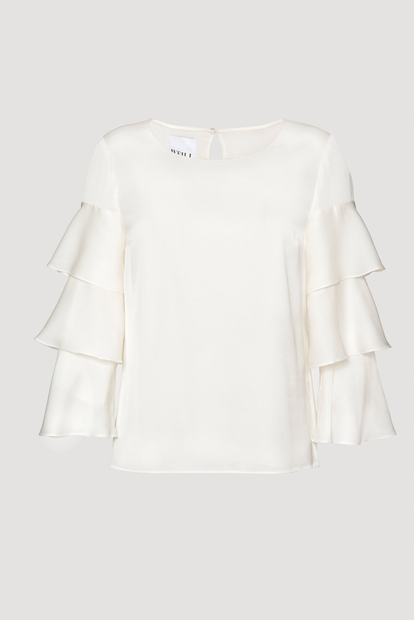 Silk blouse with ruffled sleeves