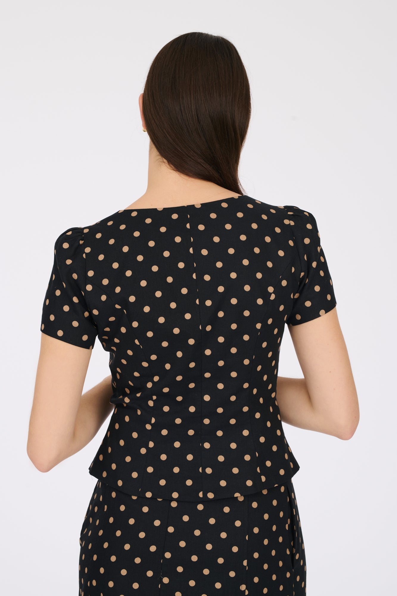 Polka dot linen top