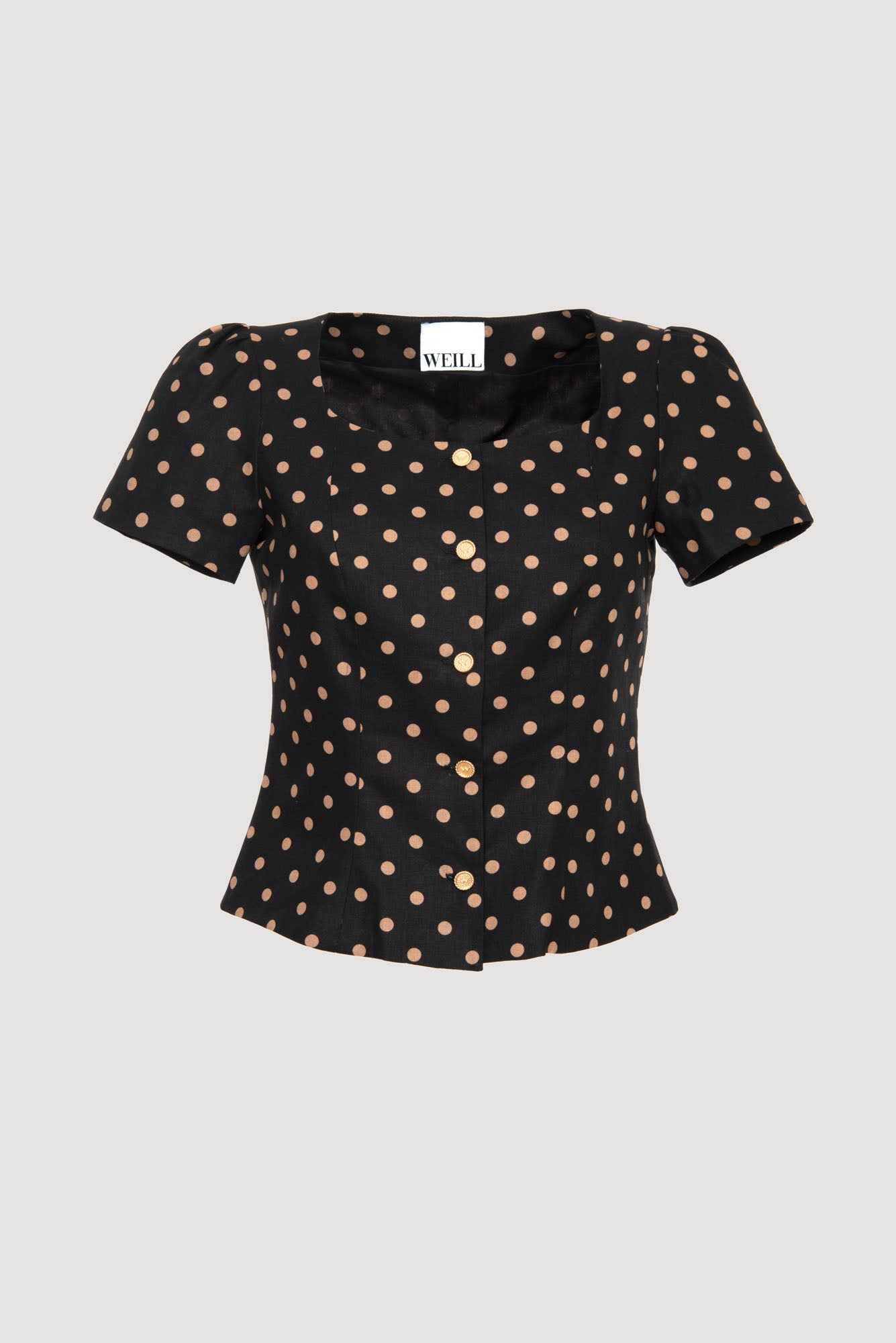 Polka dot linen top