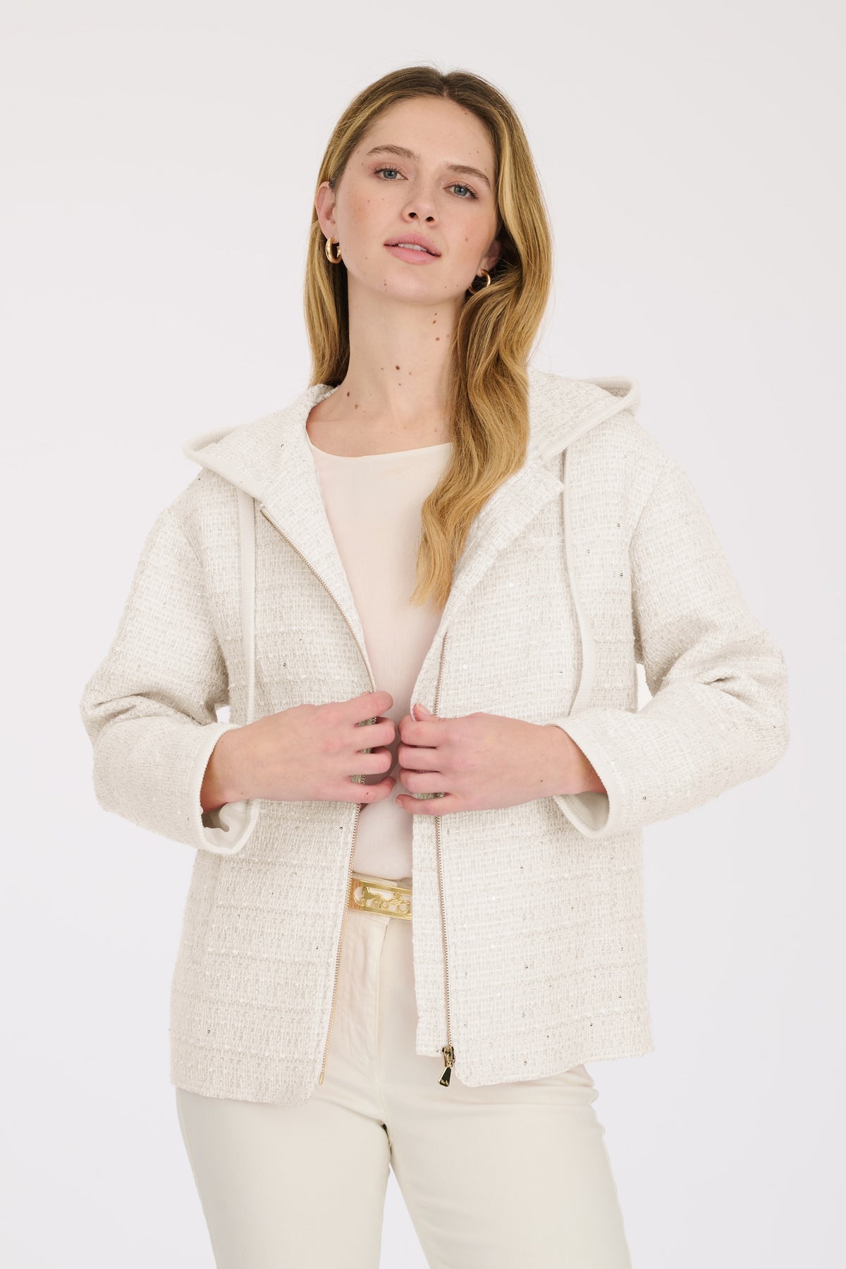 Sweat-shirt en tweed capuche zippée