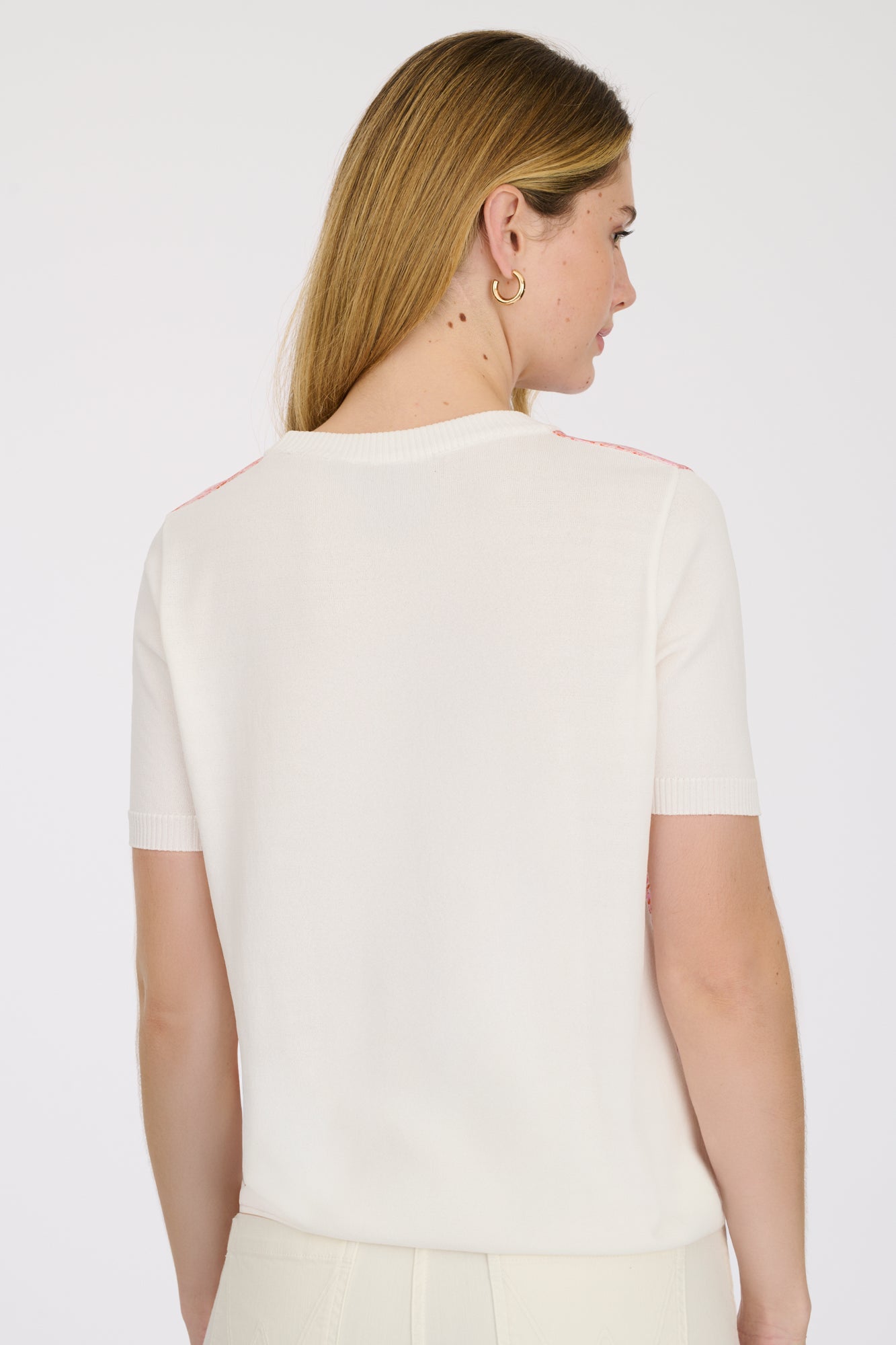 Multi-coloured two-material silk sweater