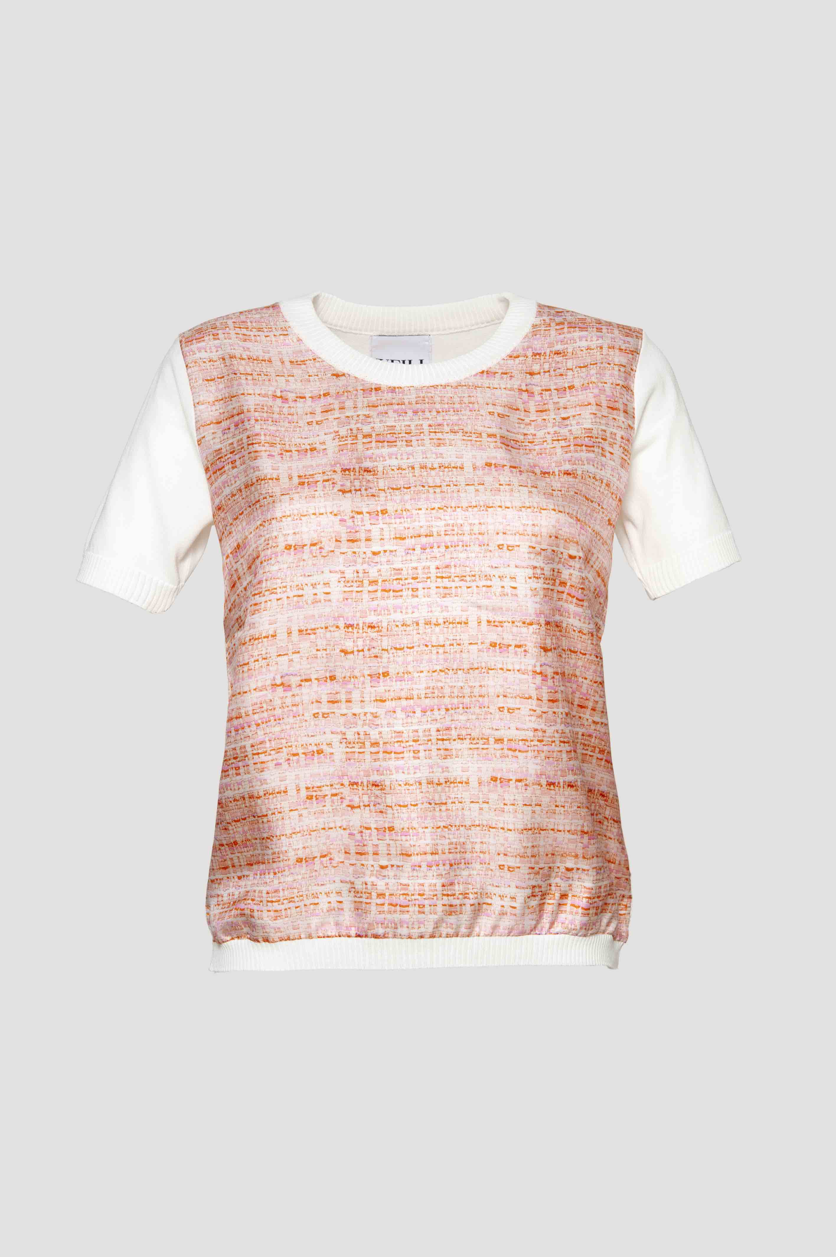 Multi-coloured two-material silk sweater