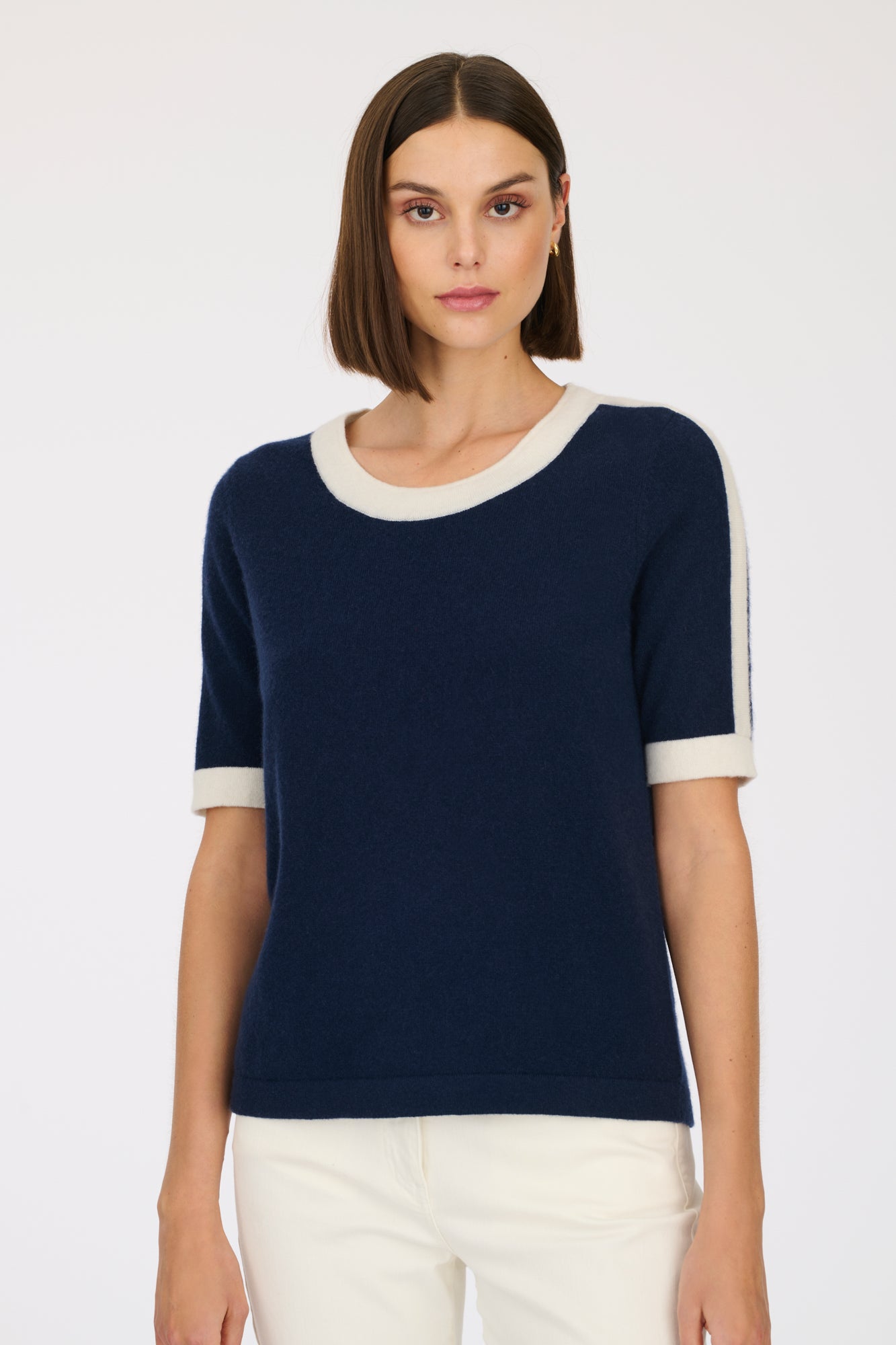 Two-tone cashmere jumper
