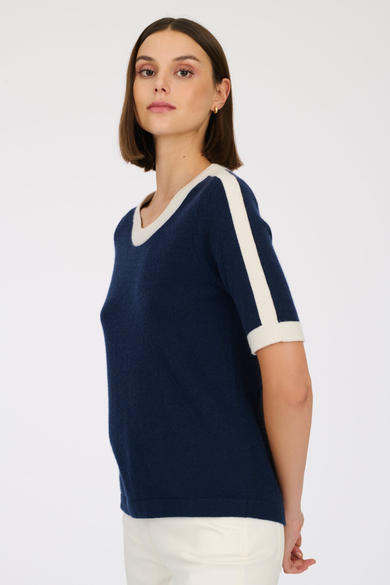 Two-tone cashmere jumper
