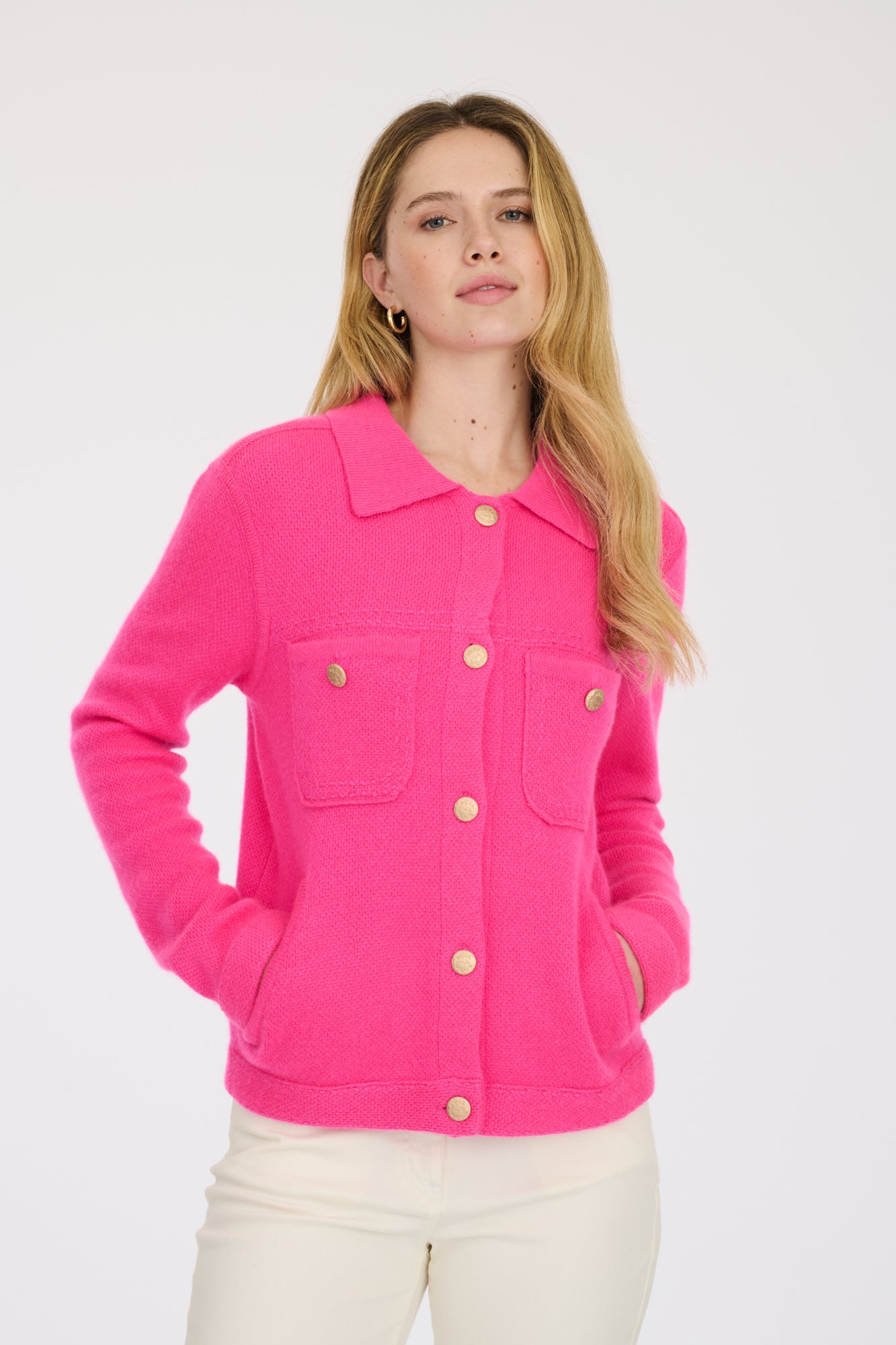 Topstitched cashmere shirt