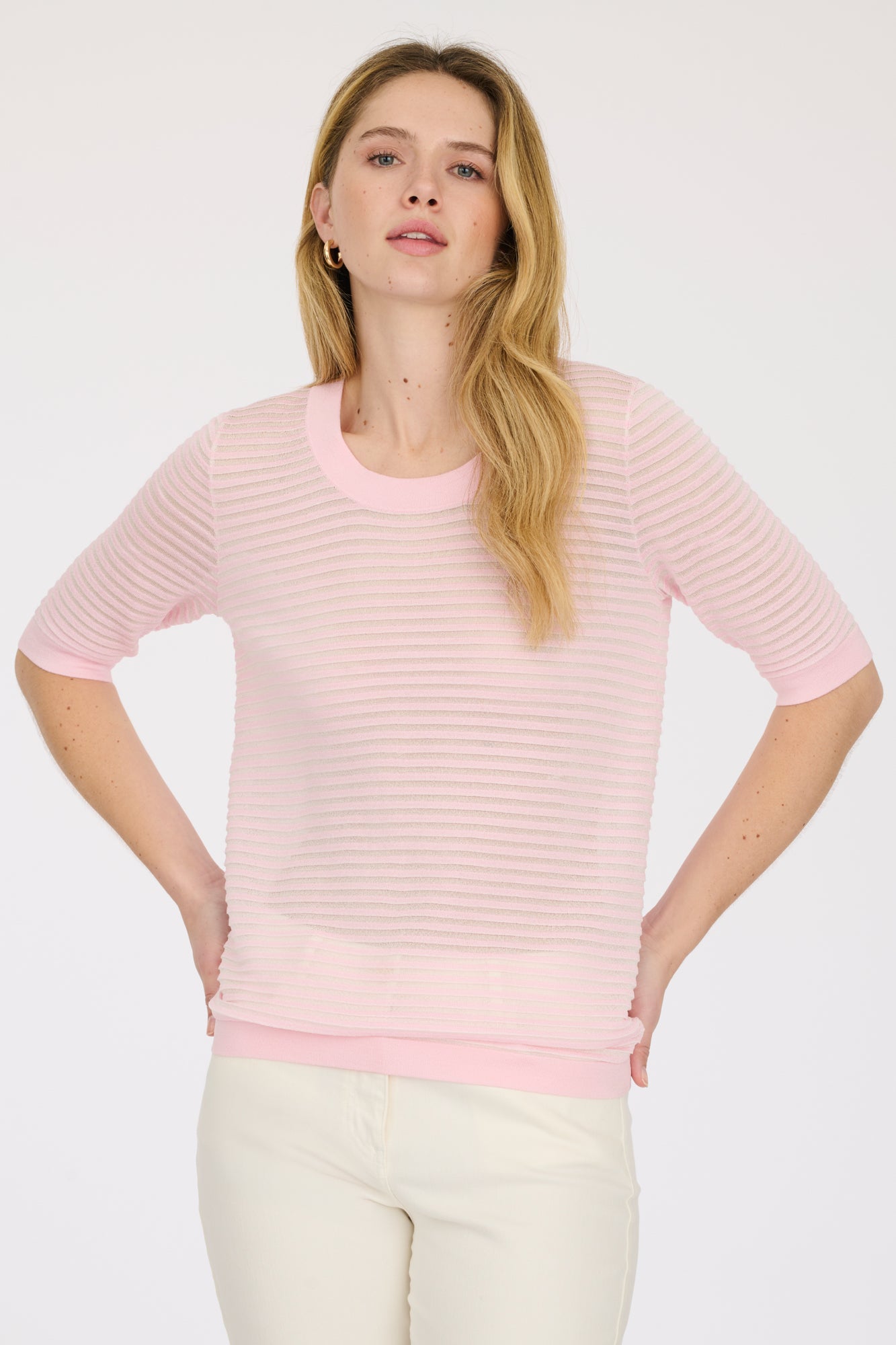 Ottoman-effect flowing viscose top