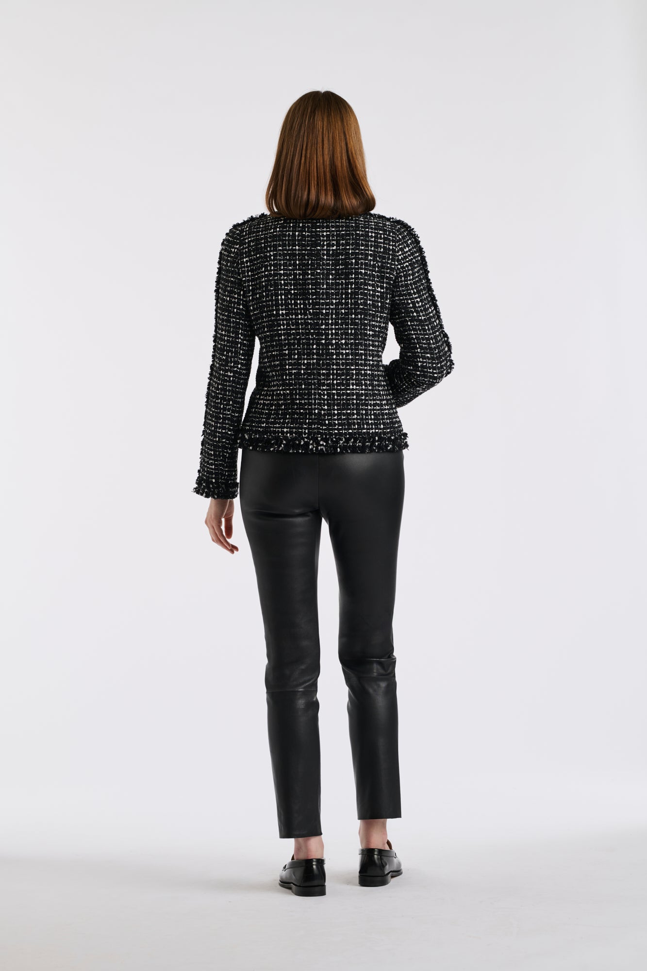 Veste en tweed bicolore frangé