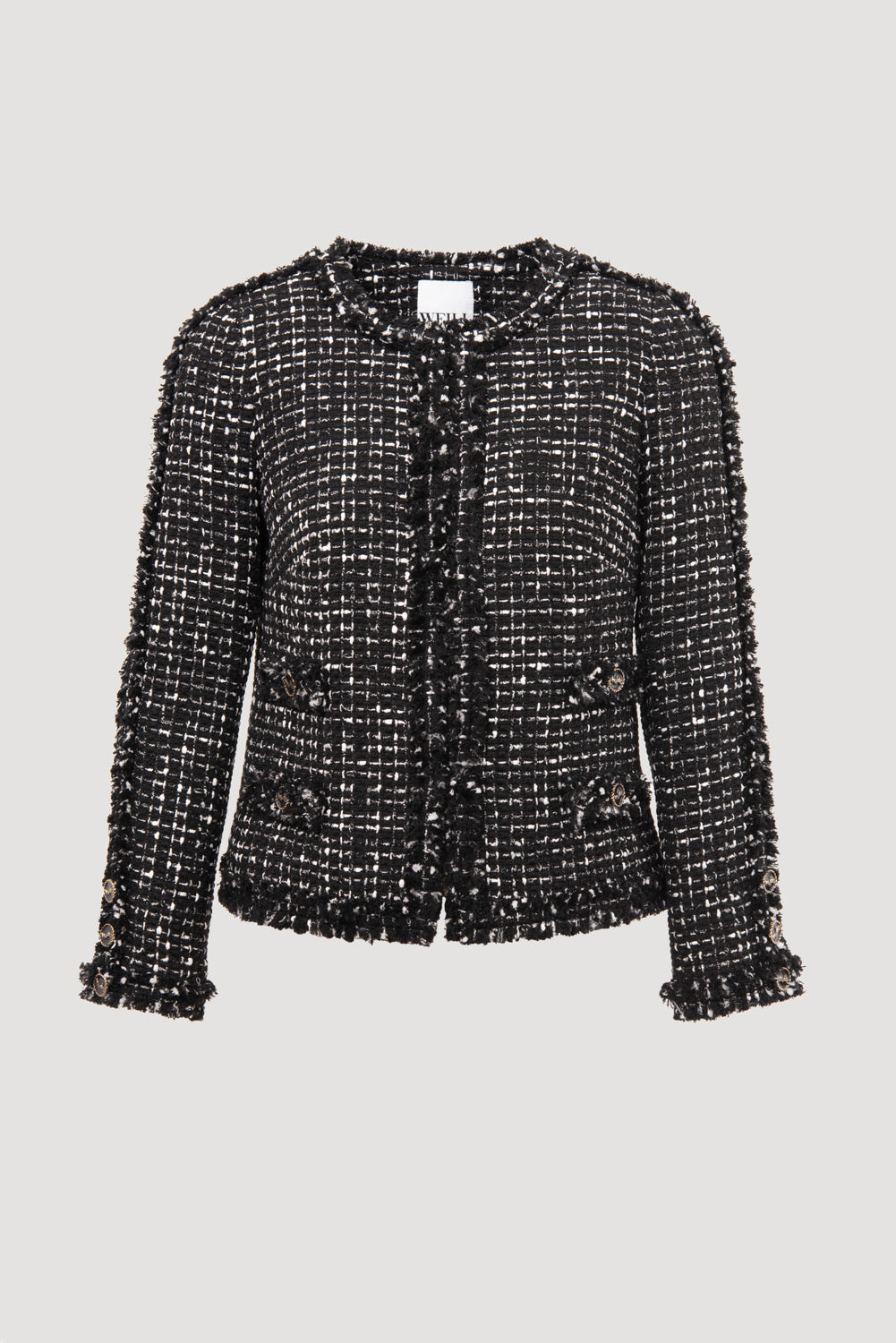 Veste en tweed bicolore frangé