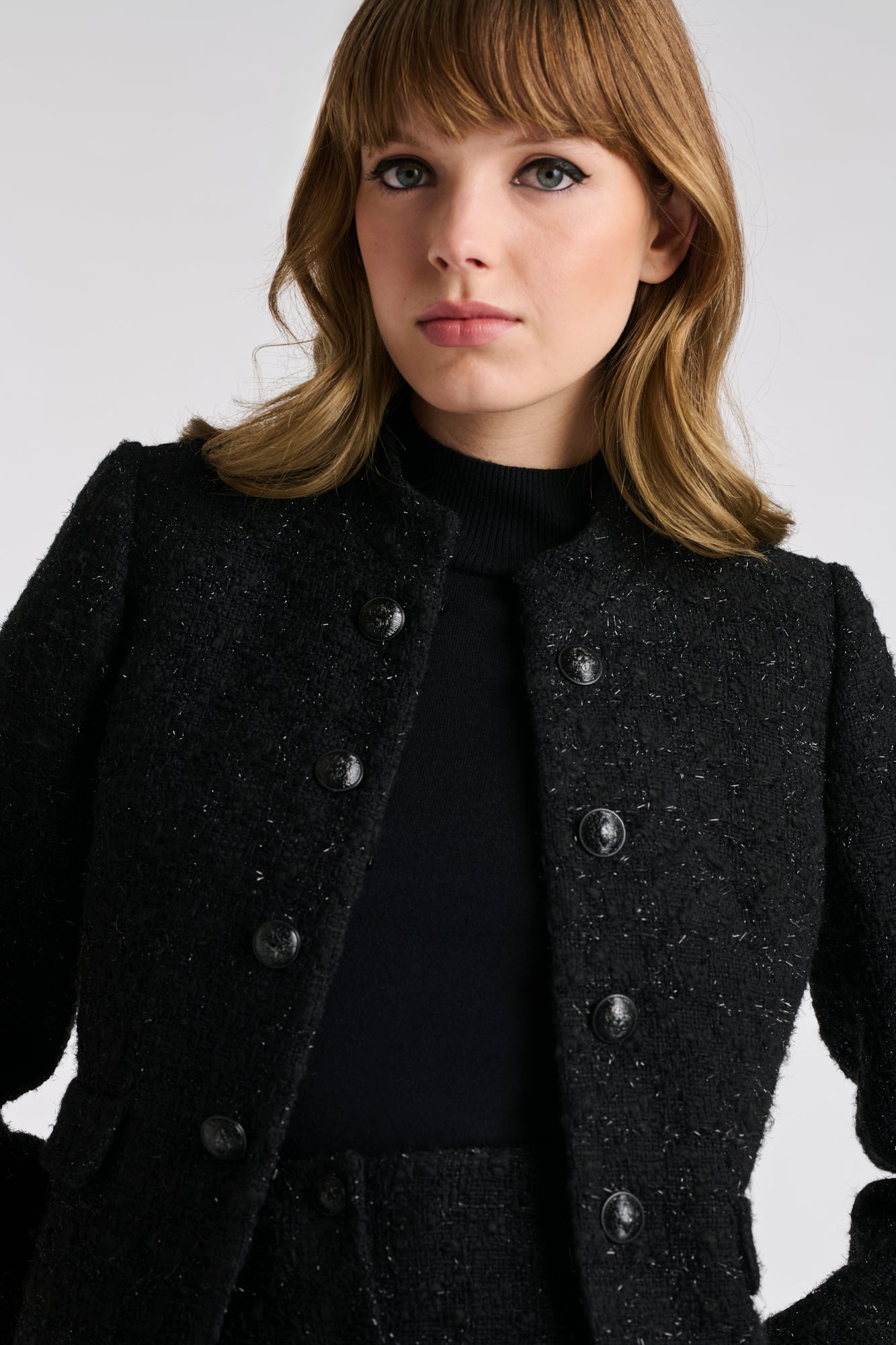 Veste col rond en tweed Noir Maje - Femme MFPVE00623 | Place des Tendances Veste col rond en tweed Noir Maje - Femme MFPVE00623 | Place des Tendances