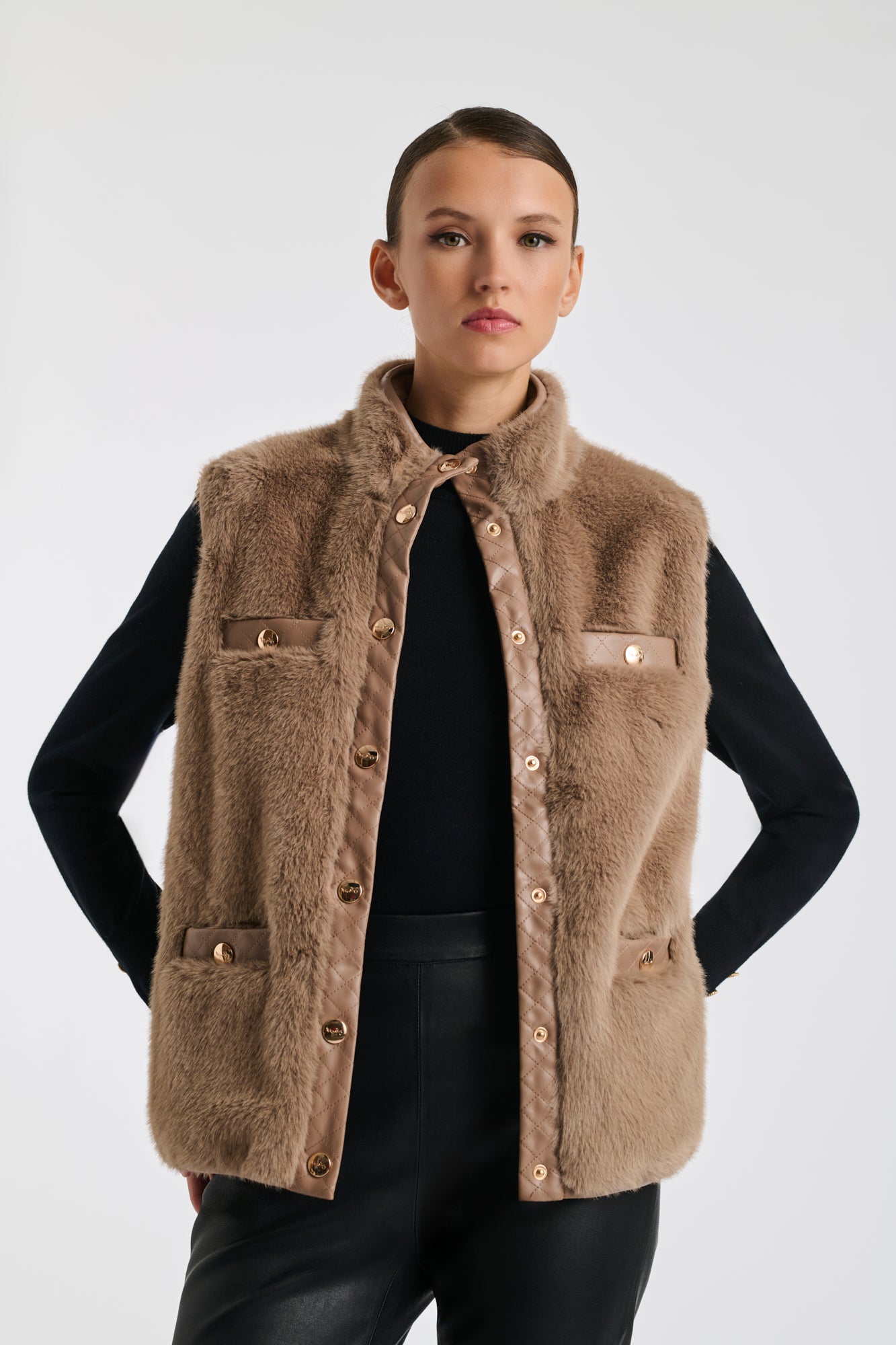 Blouson bimatière sans manche