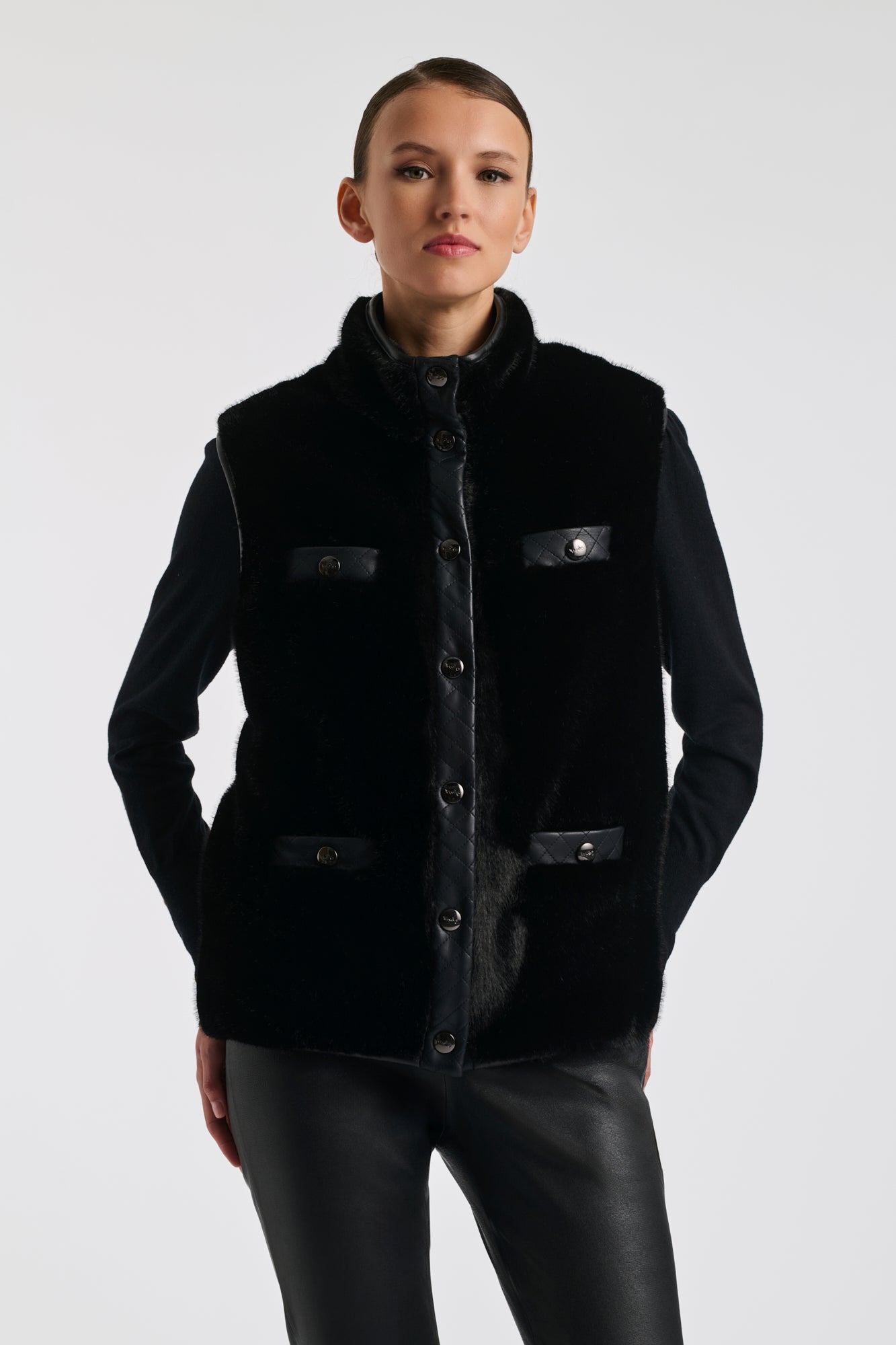 Blouson bimatière sans manche