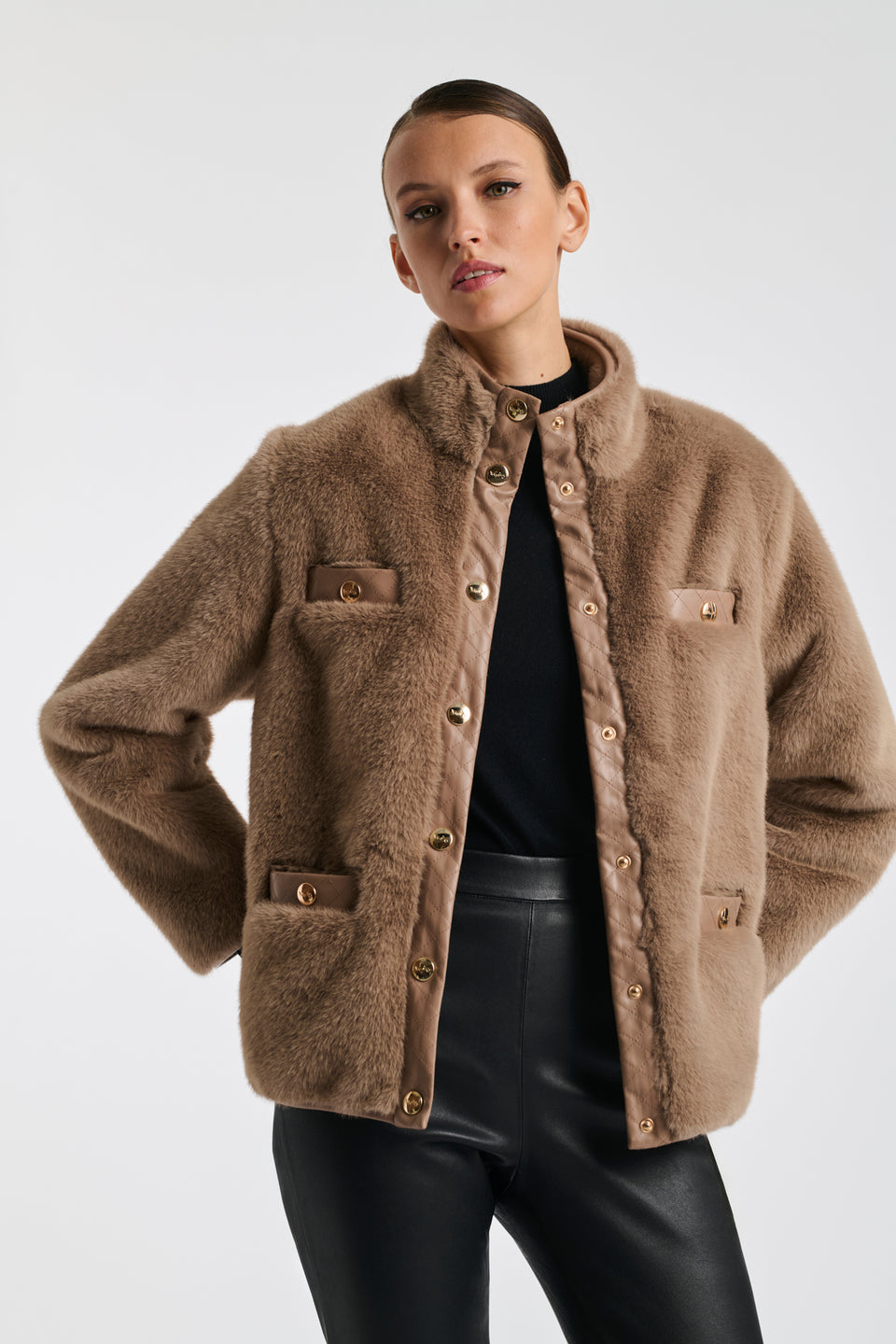 Blouson bimatière eco-fourrure
