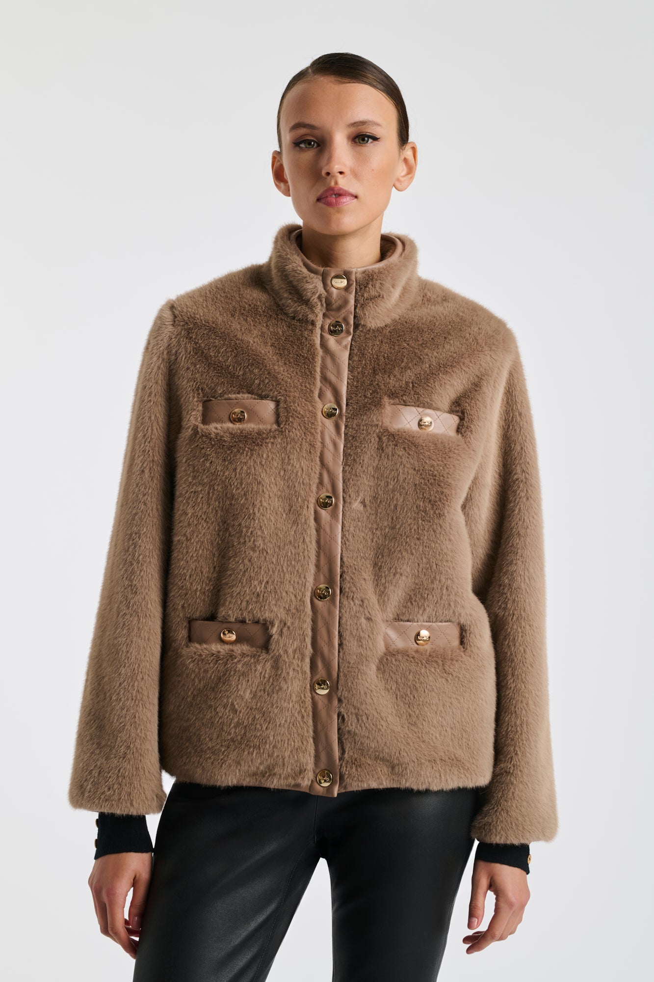 Blouson bimatière eco-fourrure