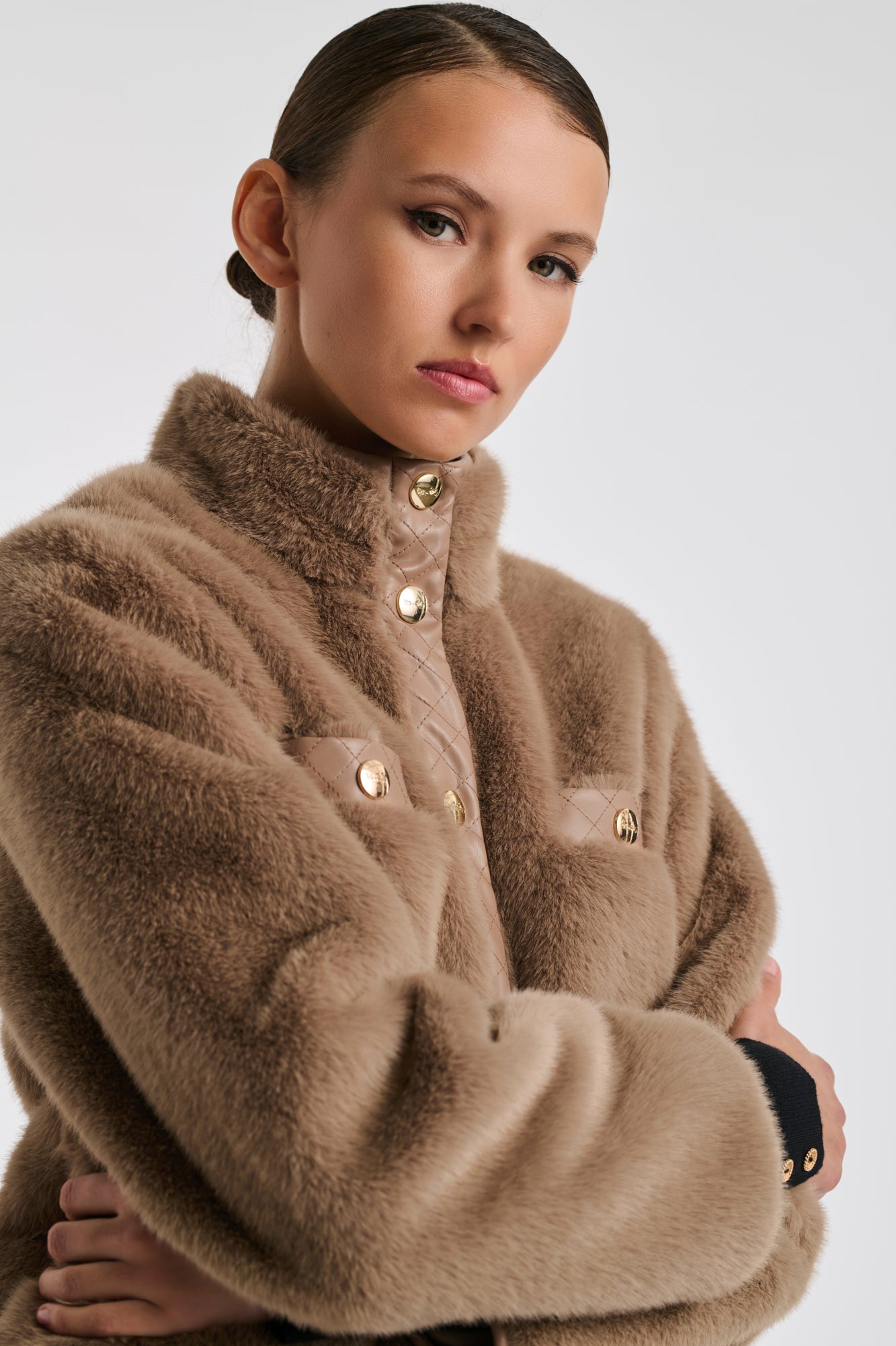 Blouson bimatière eco-fourrure