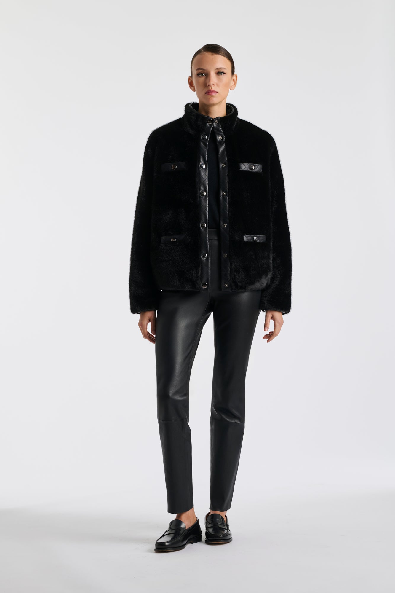 Blouson bimatière eco-fourrure