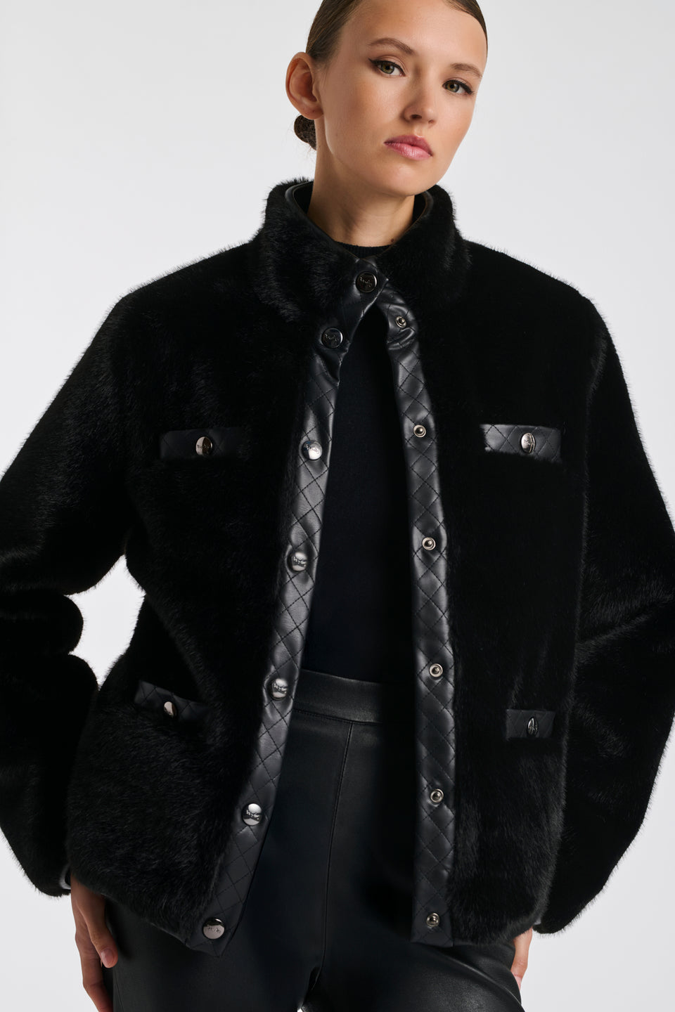 Blouson bimatière eco-fourrure